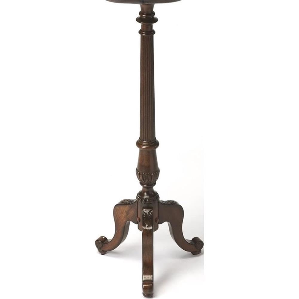 Traditional Wood Pedestal Plant Stand - Cherry Dark Brown Finish | Indoor/Outdoor Decorative Flower Pot Holder for Living Room, Patio & Garden Decor