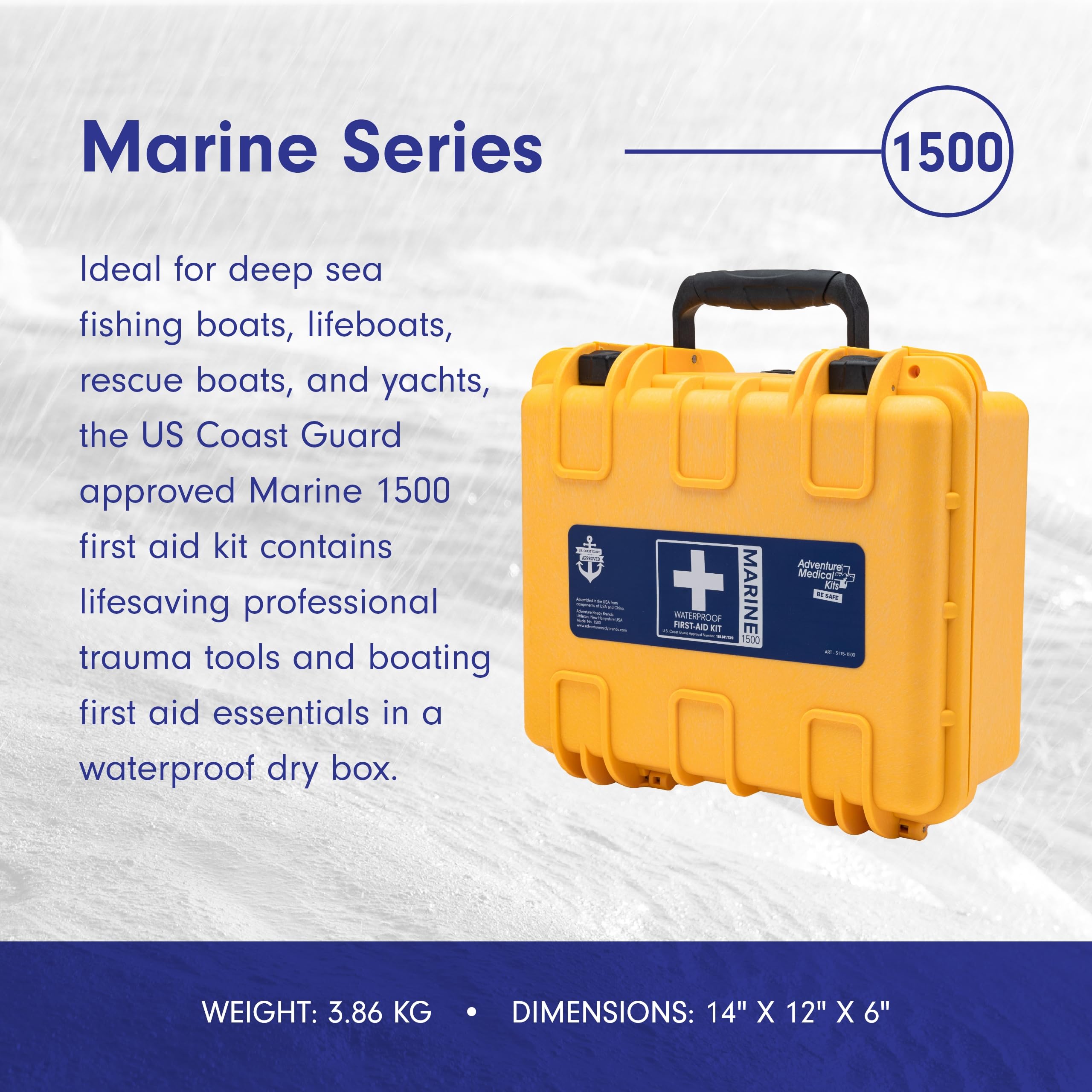 Adventure Medical Kits Marine Series 1500 First Aid Kit - Emergency Boat Medical Supplies for Small Crews | Includes Bandages, Medications, Guide Book & More | Perfect for Boating, Fishing & Marine Adventures