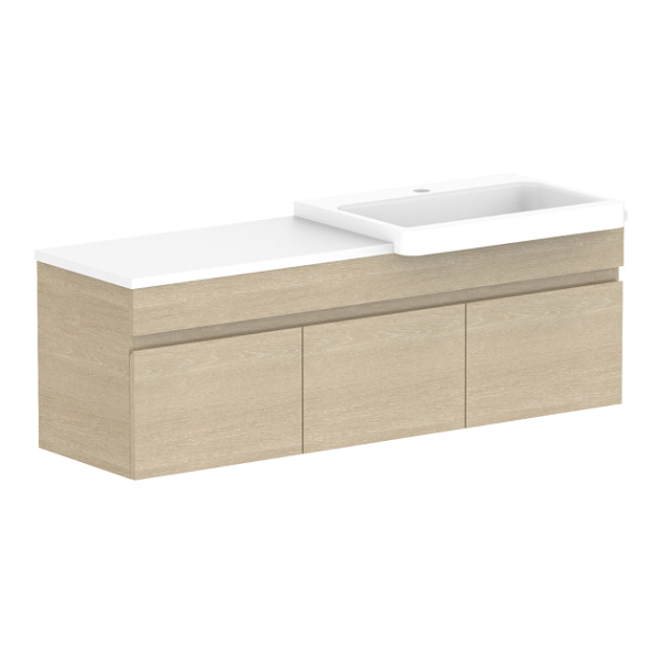 ADP Glacier Pro Semi Recessed All Door Slim Vanity with Solid Surface Top - Modern Bathroom Sink Cabinet for Small Spaces, Perfect for Apartments and Powder Rooms