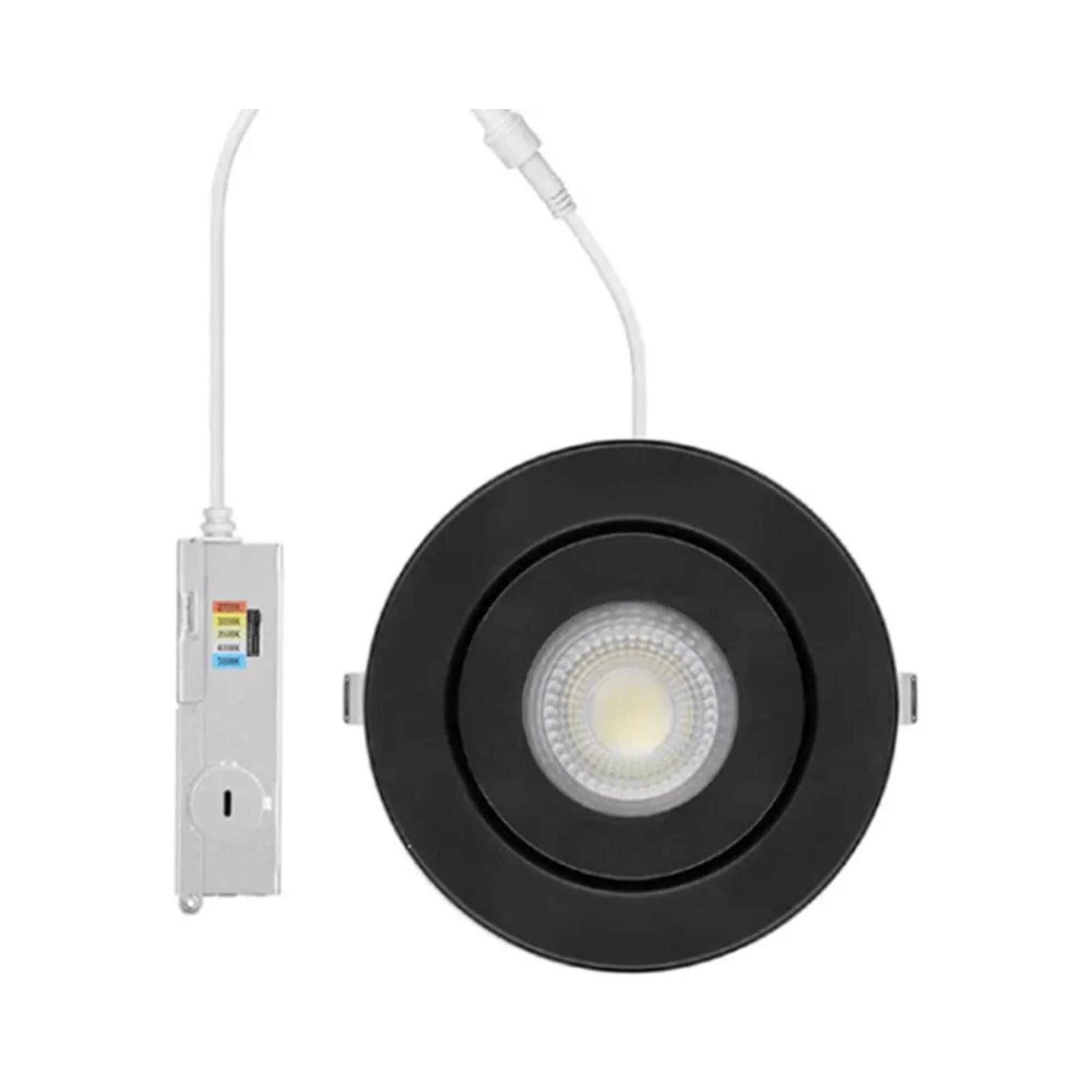 3 Inch Gimbal LED Recessed Downlight - 500 Lumens, Dimmable, Selectable CCT (2700K-5000K), Black Finish - Perfect for Kitchen, Living Room & Bedroom Lighting