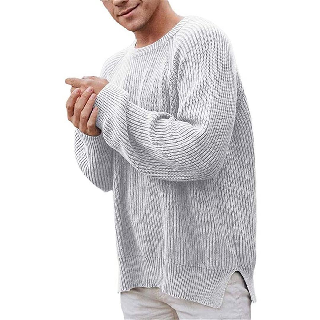 Men's Slim Knit Pullover Sweater - Winter Casual Wear for Outdoors
