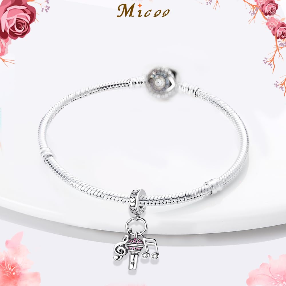 MICOO 925 Sterling Silver Butterfly Music Note Dangle Charm Pendant for Bracelets & Necklaces - Elegant Jewelry Gift for Women - Compatible with Pandora & European Bracelets - Perfect for Birthdays, Anniversaries & Everyday Wear