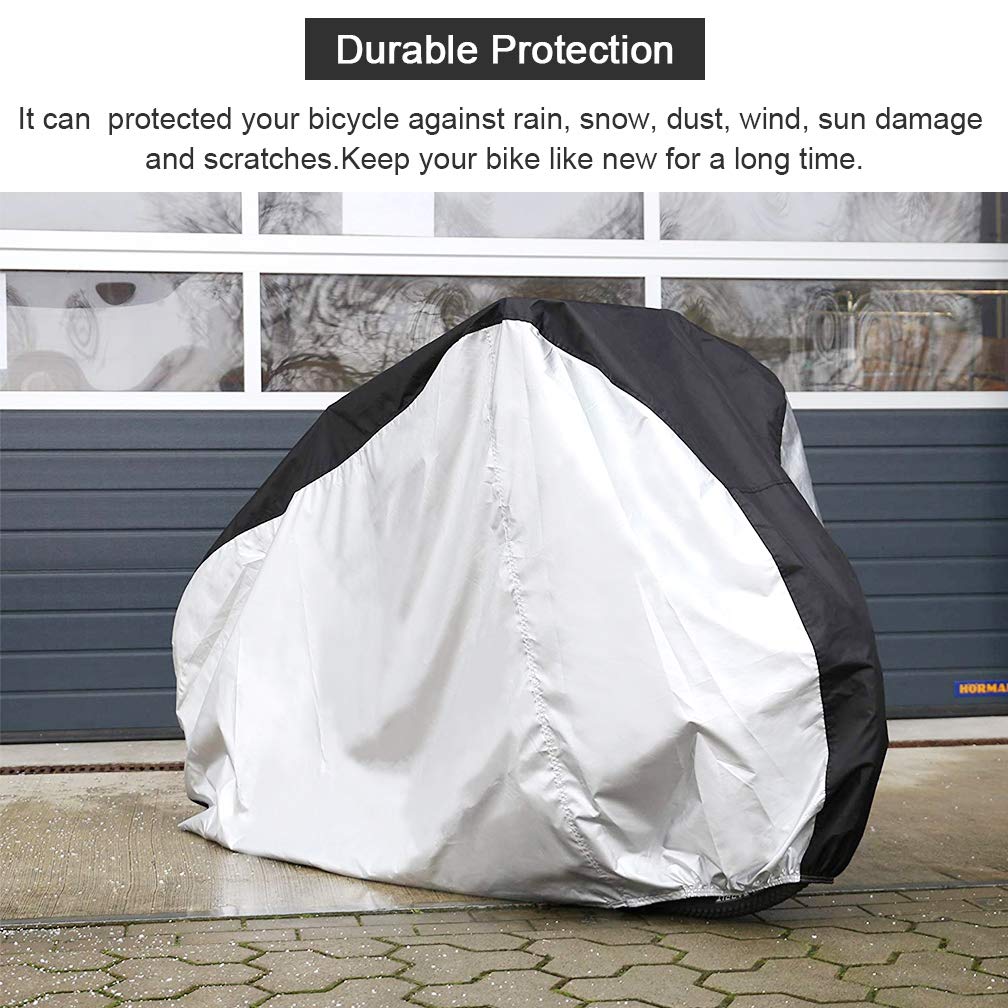 Roctee Waterproof XL Bicycle Cover - Heavy Duty Outdoor Bike Storage Cover for Rain, Sun, UV, Dust & Wind Protection - Fits Mountain, Road, Electric & Hybrid Bikes with Lock Hole - Perfect for Garage, Backyard & Travel Storage