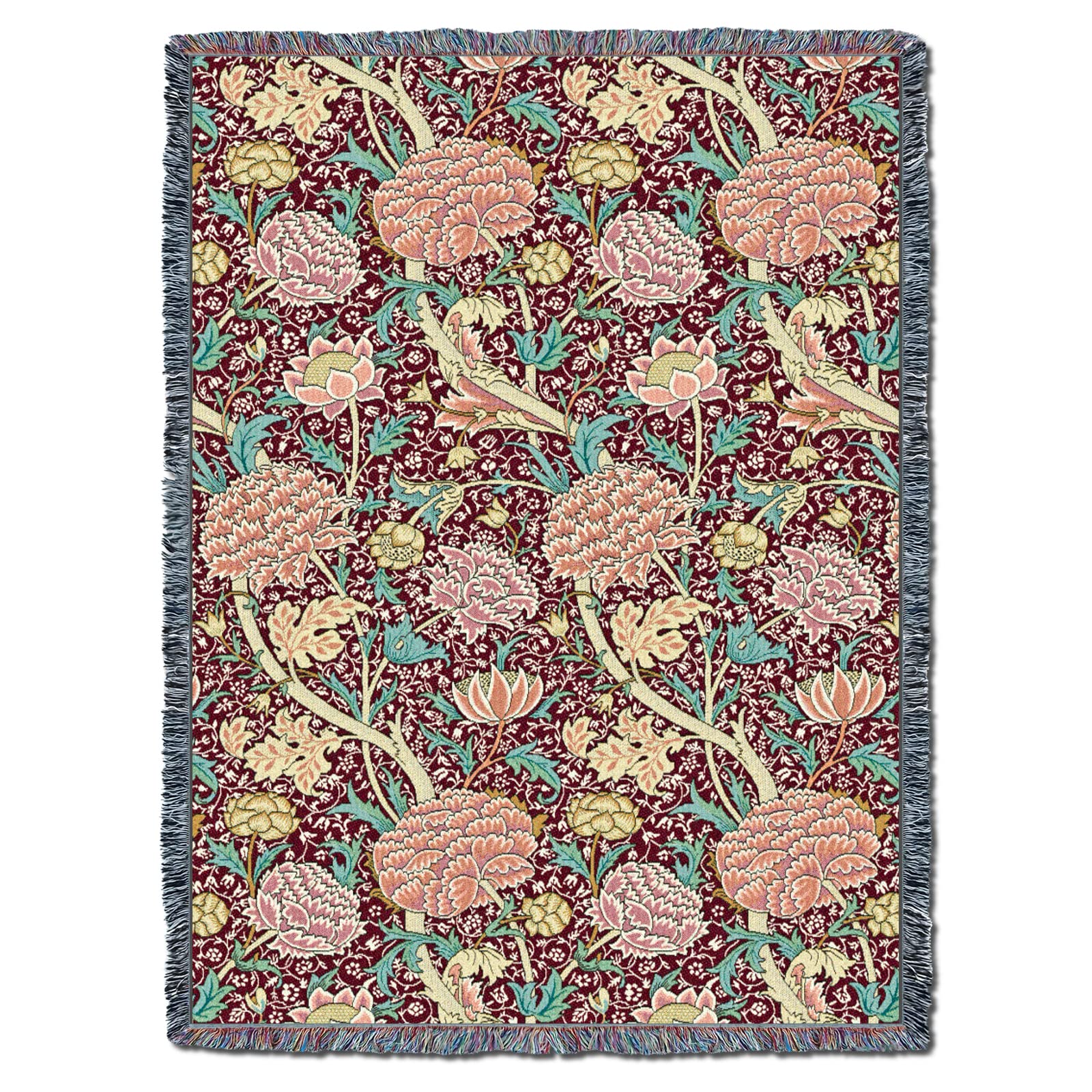 Pure Country Weavers William Morris Cray XL Cotton Blanket - Handwoven Arts & Crafts Tapestry Throw - Made in USA (82x62) - Perfect for Sofa, Bed & Home Decor Gift