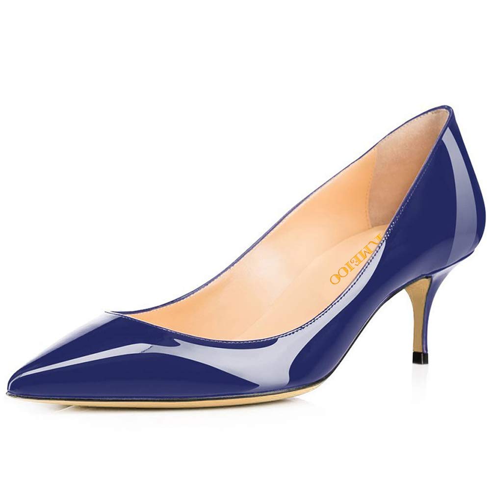 Women's Pointy Toe Kitten Heel Pumps - Low Heel Slip On Office Shoes for Women | Comfortable Work Pumps for Business, Professional & Formal Occasions