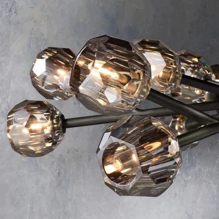 Elegant Crysball Glass Oval Chandelier - 72 Inch Modern Crystal Ceiling Light Fixture for Dining Room, Living Room, or Bedroom Lighting Decor