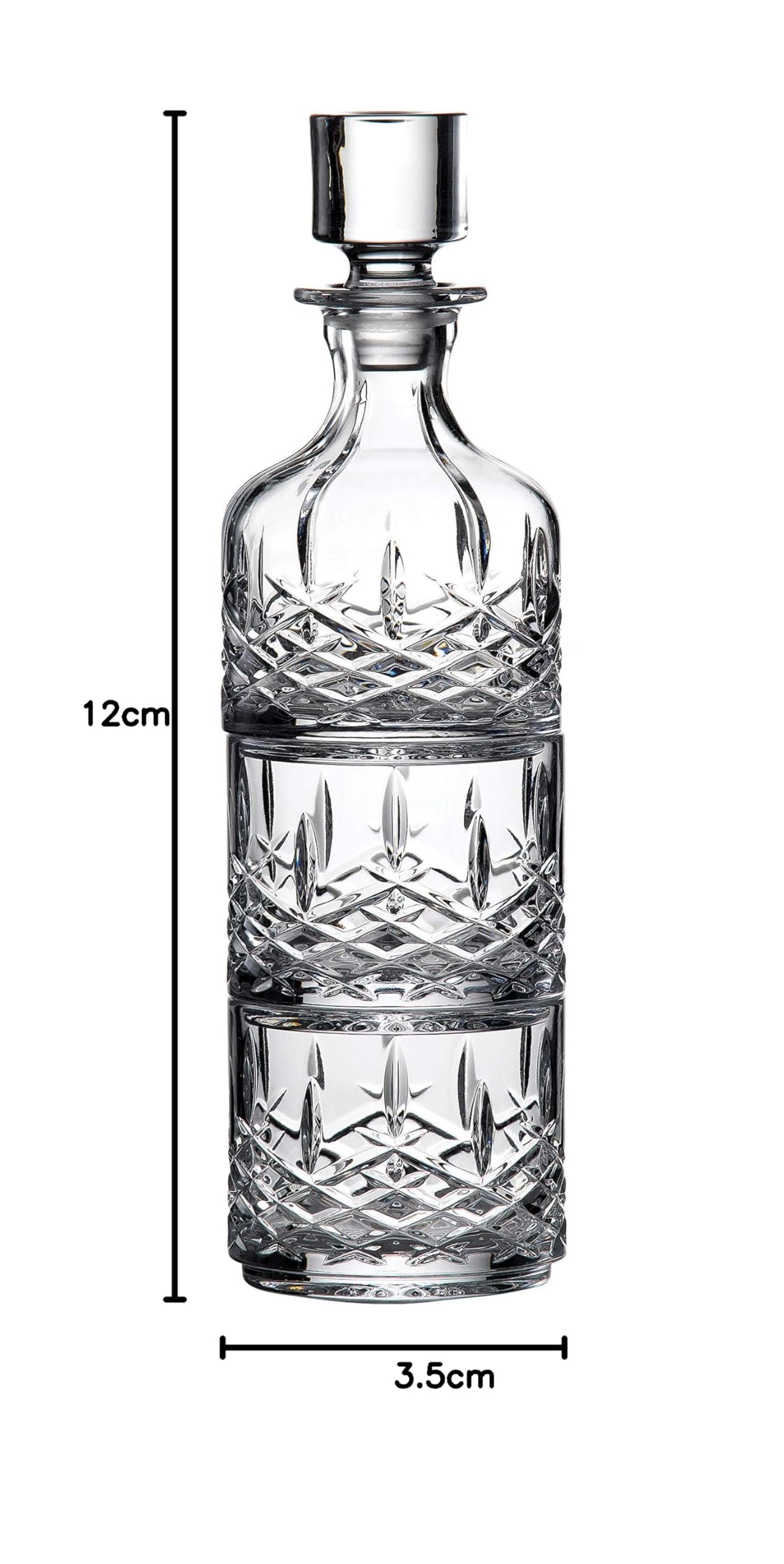 Crystal Waterford Markham Stacking Decanter & Tumbler Set - Elegant Whiskey Decanter with Glasses for Home Bar, Gift & Entertaining