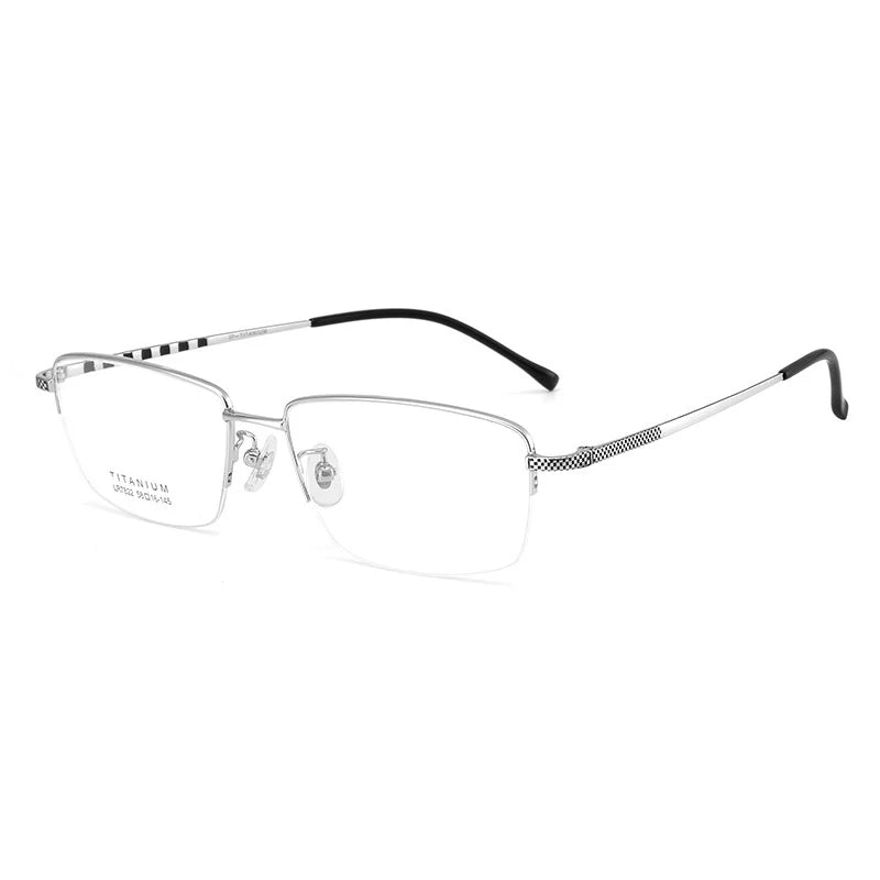 Bclear Men's Semi-Rimless Big Square Titanium Eyeglasses Frame 7822 - Lightweight Durable Glasses for Work, Reading & Fashion