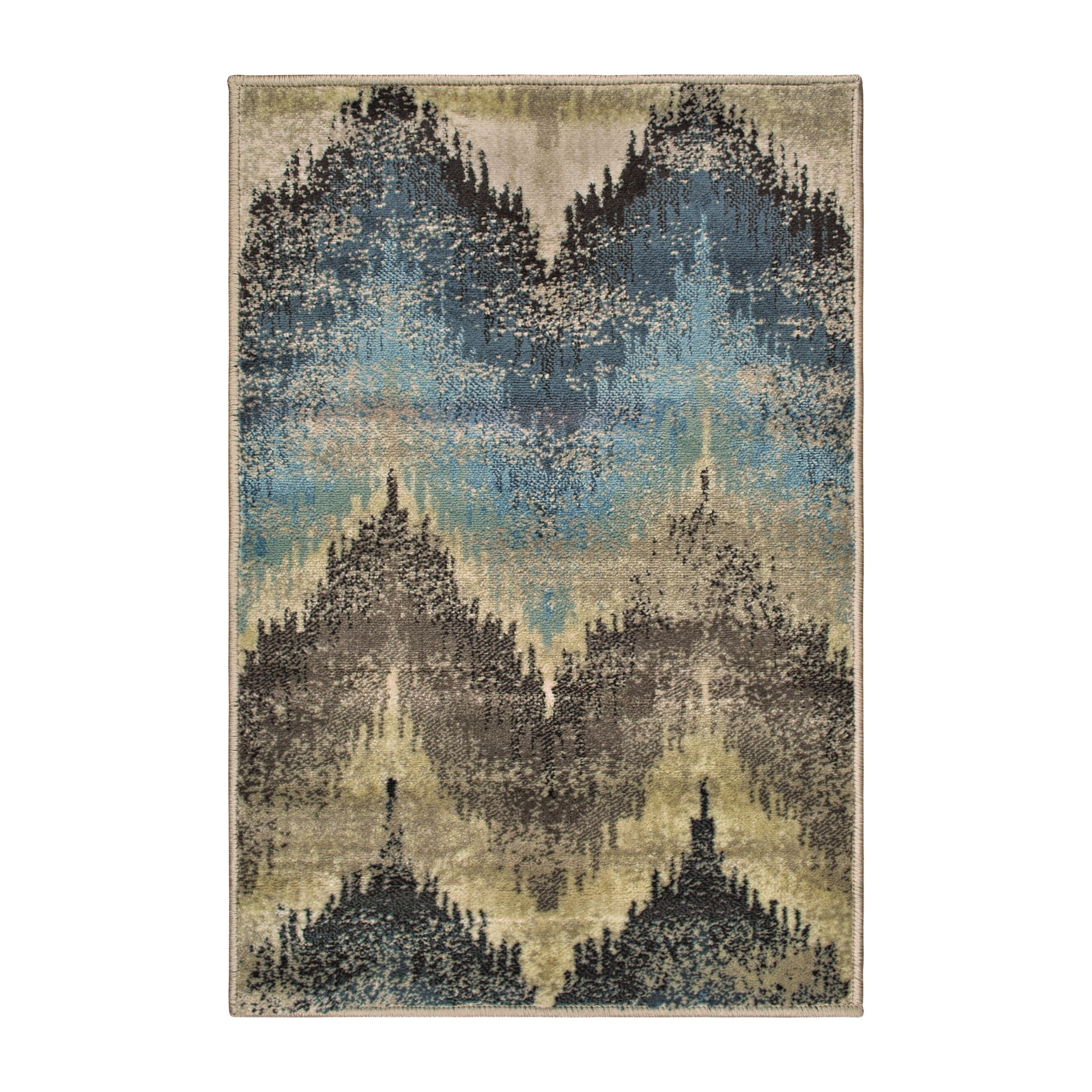 Premium 2' x 3' Farmhouse Area Rugs - Soft Beige & Blue Washable Rug for Bedroom, Living Room, Kitchen, Entryway, Laundry Room - Cadwell Collection Home Decor (Perfect for Cozy Farmhouse Style & High Traffic Areas)
