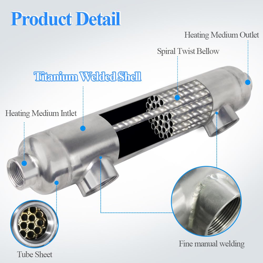 AB 210 kBtu Full Titanium Shell and Tube Pool Heat Exchanger - 1 1/2