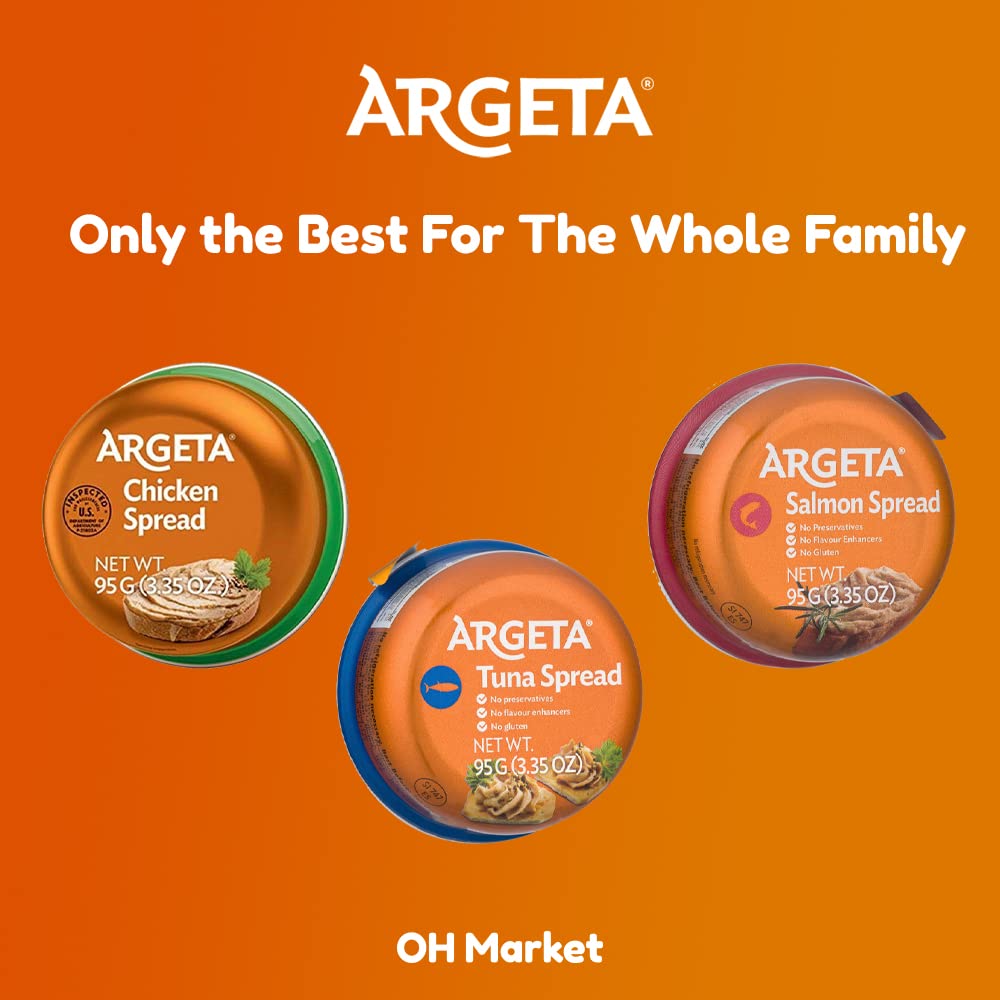 OHMARKET Argeta Pate Spread Variety Pack - Chicken, Tuna & Salmon (3-Pack) | Gourmet Fish Spread for Sandwiches, Crackers & Charcuterie Boards