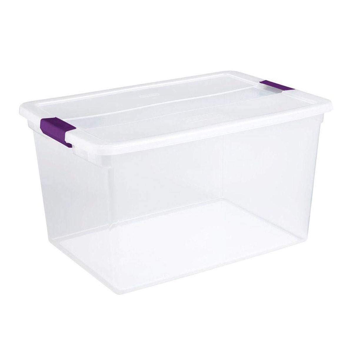 Sterilite 106 Quart & 66 Quart Clear Storage Totes with Latching Lids - 4 Pack & 6 Pack Set - Heavy Duty Plastic Bins for Home Organization, Garage Storage, and Moving Supplies
