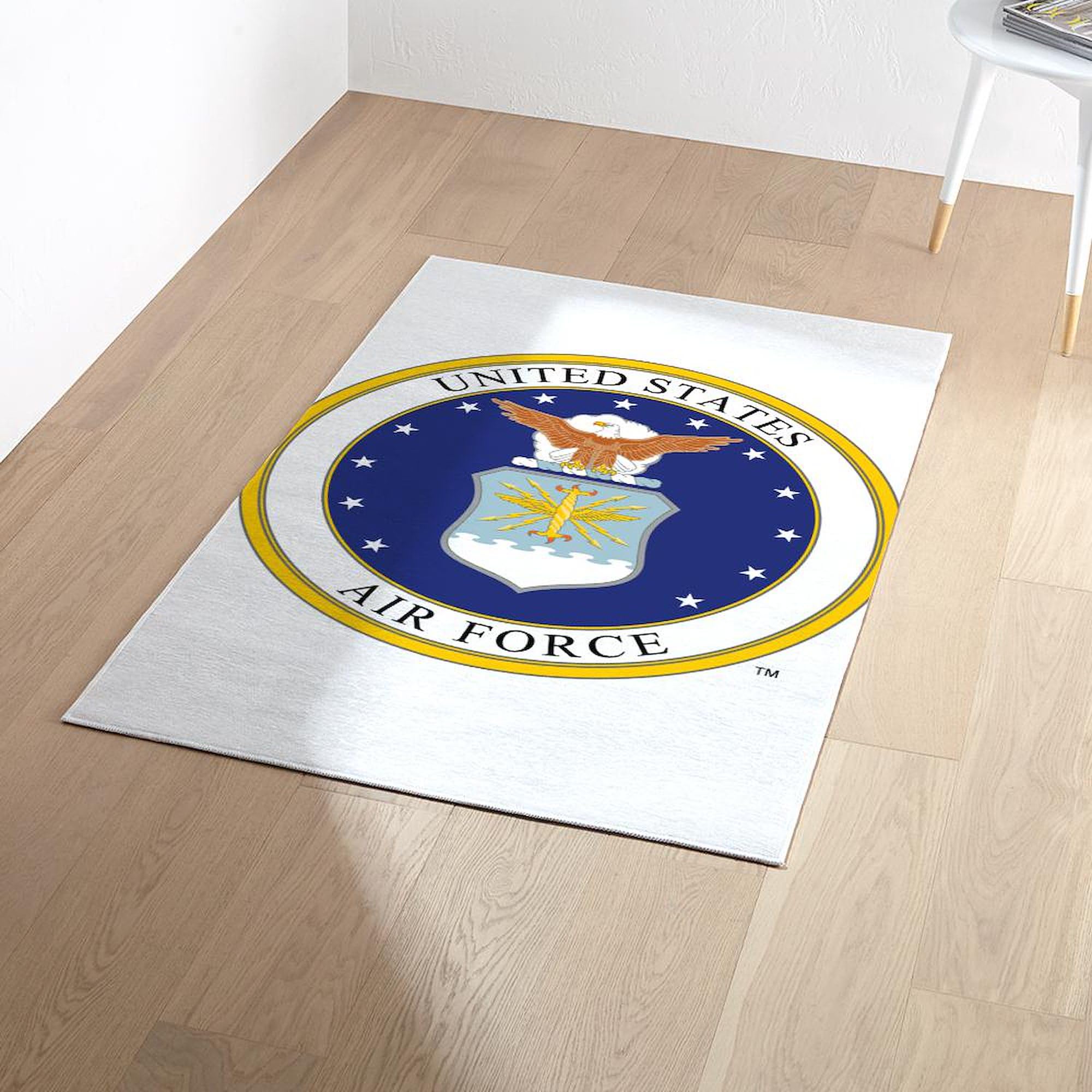 US Air Force Decorative Area Rug - Non-Slip Fabric Throw Rug for Living Room, Bedroom, Office | Patriotic Military Home Decor Gift