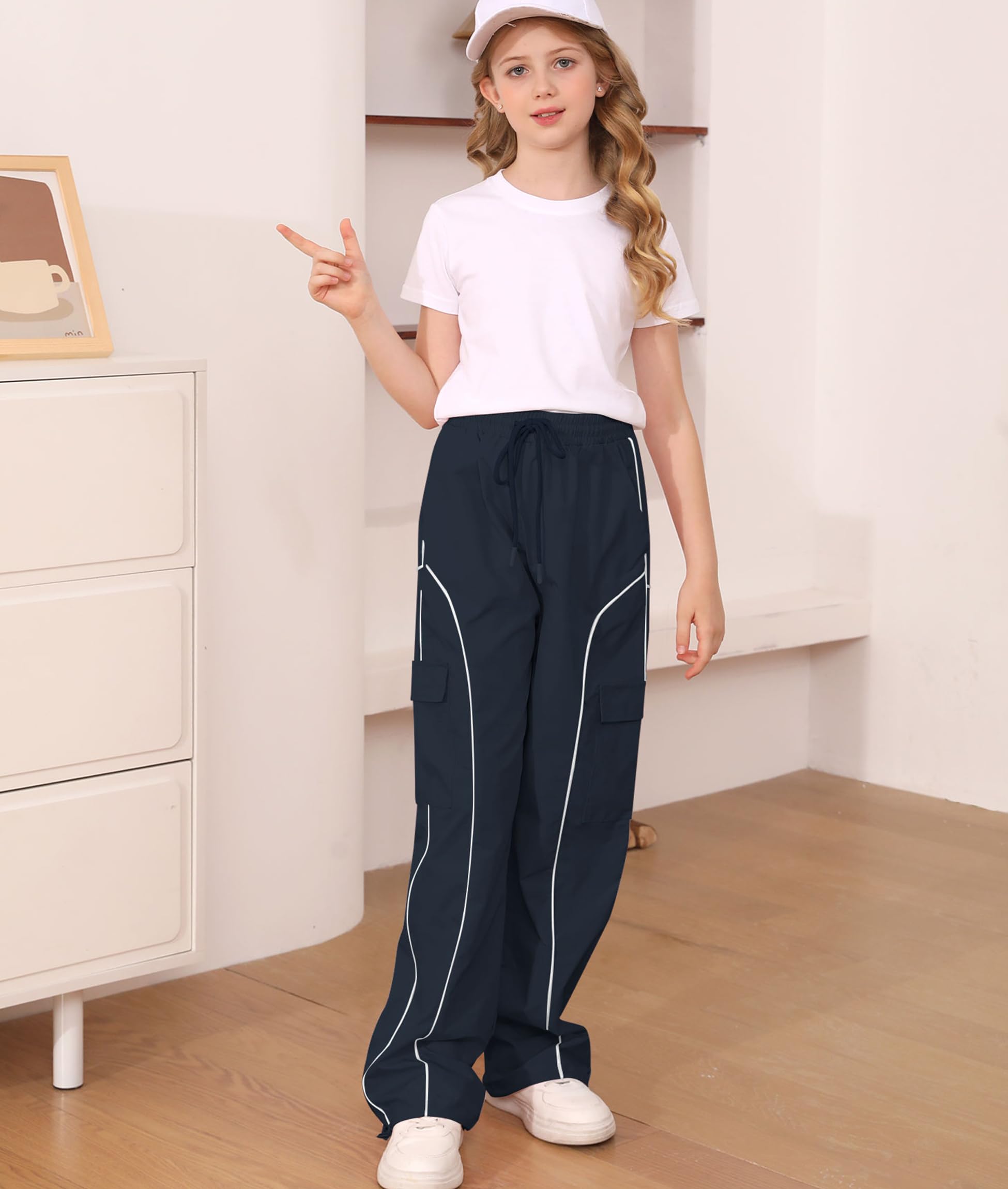Vogseek Girls Cargo Pants for 7-14 Years - Y2K Joggers, Baggy Pants with Pockets for Teen Girls - Perfect for School, Casual Wear & Street Fashion