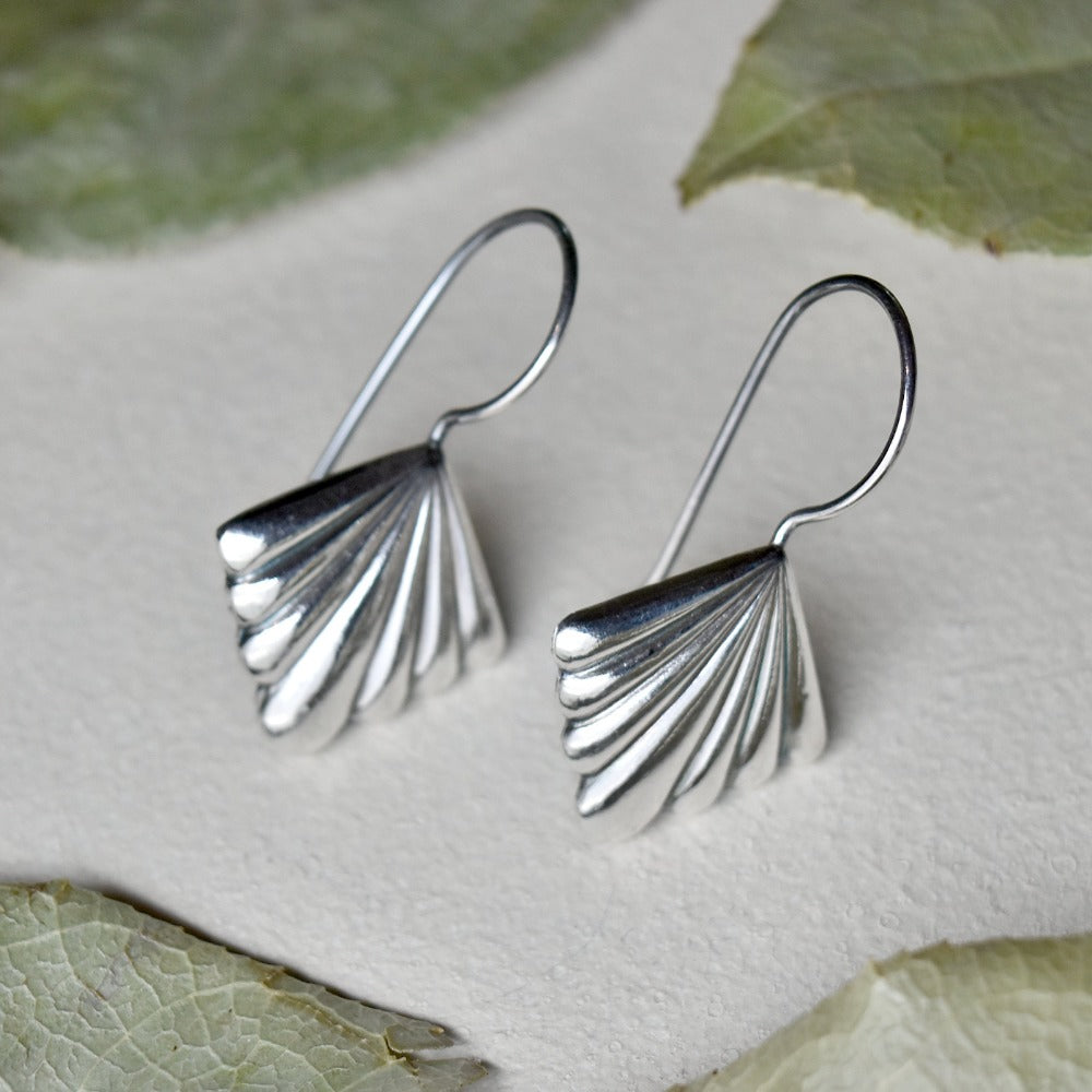 Radiating Lines Silver Earrings - Handcrafted Die Struck Sterling Silver Jewelry for Women - Perfect for Weddings, Parties & Everyday Elegance