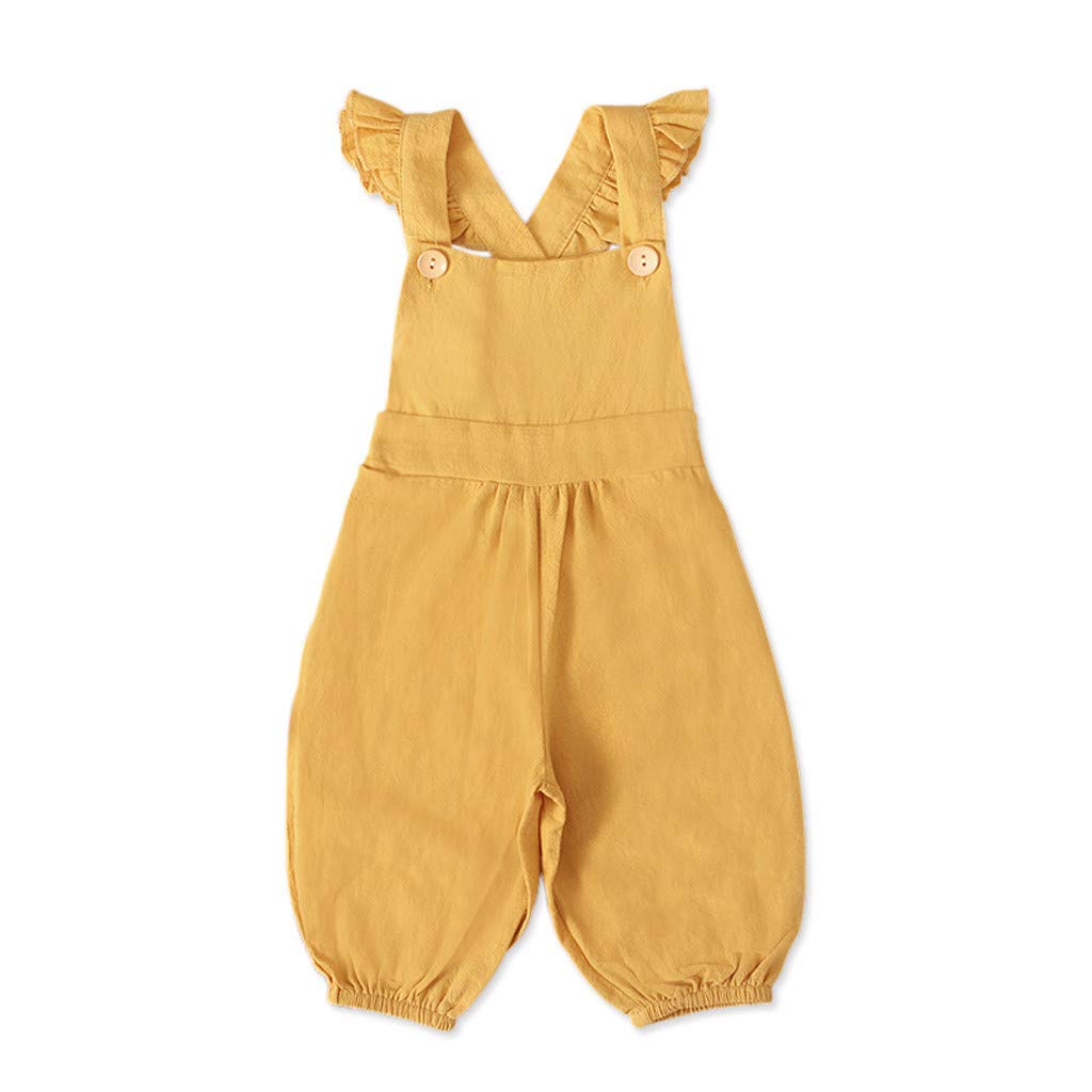 Baby Girls' Solid Color Sleeveless Jumpsuit - Summer Casual Romper with Button Front for Toddlers 6M-3Y | Perfect for Playdates, Beach Outings & Summer Adventures