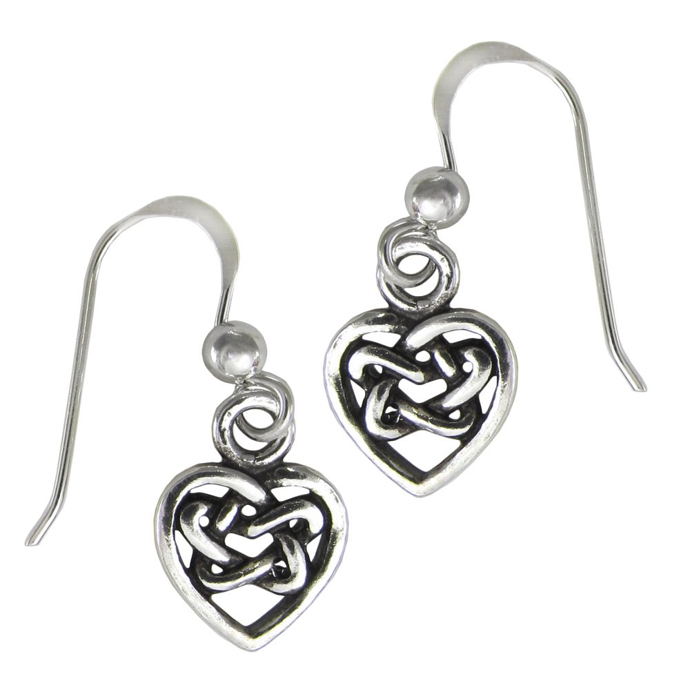 925 Sterling Silver Hidden Pentacle Celtic Knot Heart Earrings | Pagan Jewelry for Women | Perfect for Wiccan Rituals, Handfasting Ceremonies & Everyday Wear