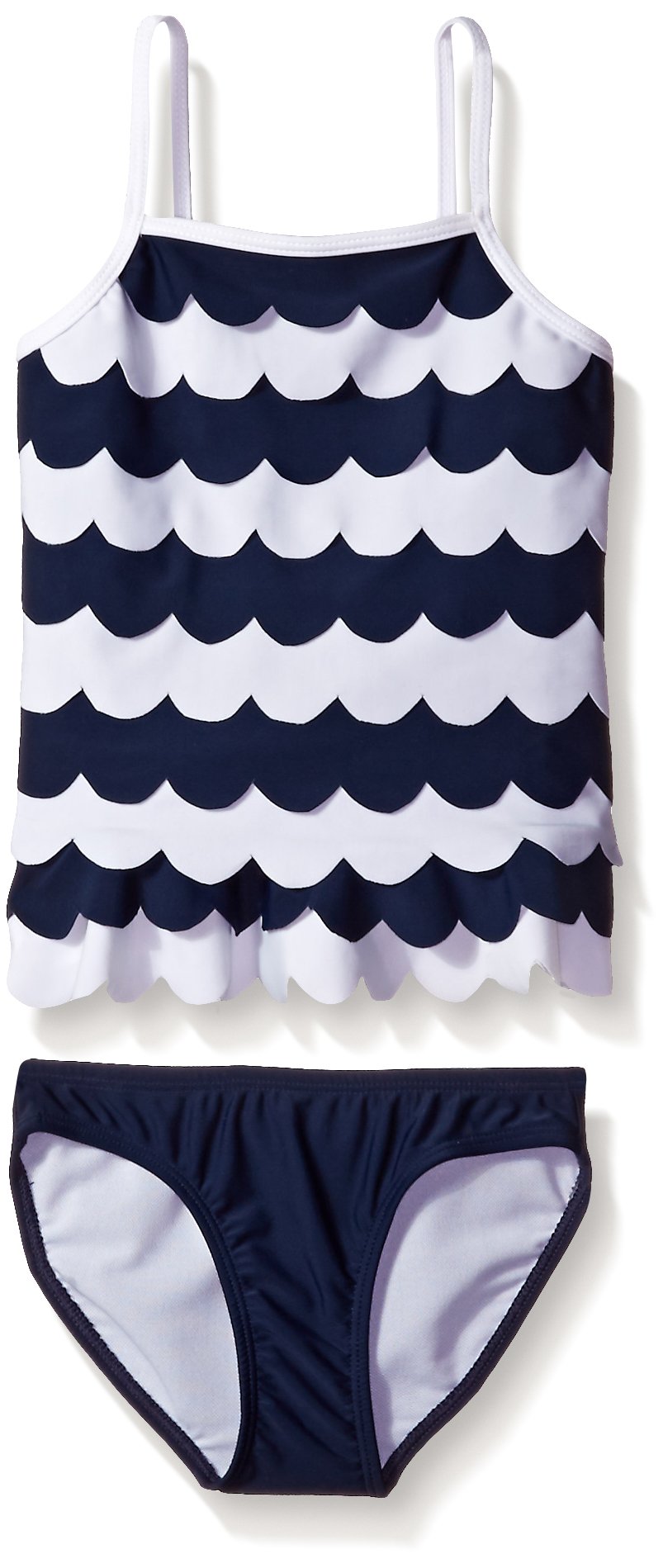 Kate Mack Girls' Making Waves Tankini Swimsuit - UPF 50+ Two-Piece Swimwear for Kids, Trendy Ruffle Top & Boyshort Bottom, Perfect for Beach, Pool & Summer Vacations