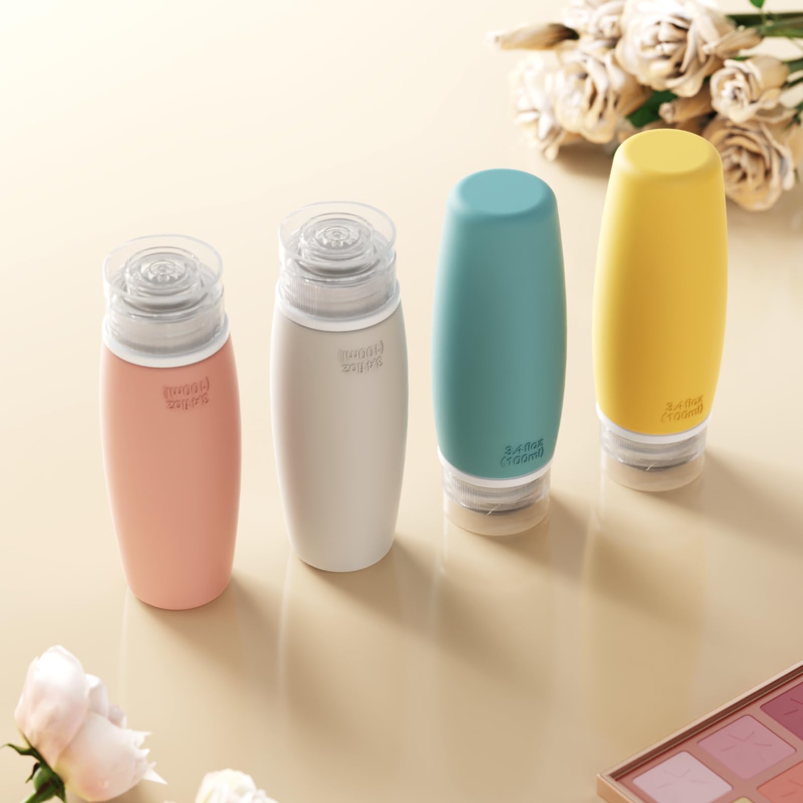 PACKISM TSA Approved 6-Pack Leak Proof Silicone Travel Bottles (3.4oz) - BPA Free Refillable Toiletry Containers for Shampoo, Conditioner, Lotion & Body Wash - Perfect for Air Travel, Gym, Camping & Vacation Essentials