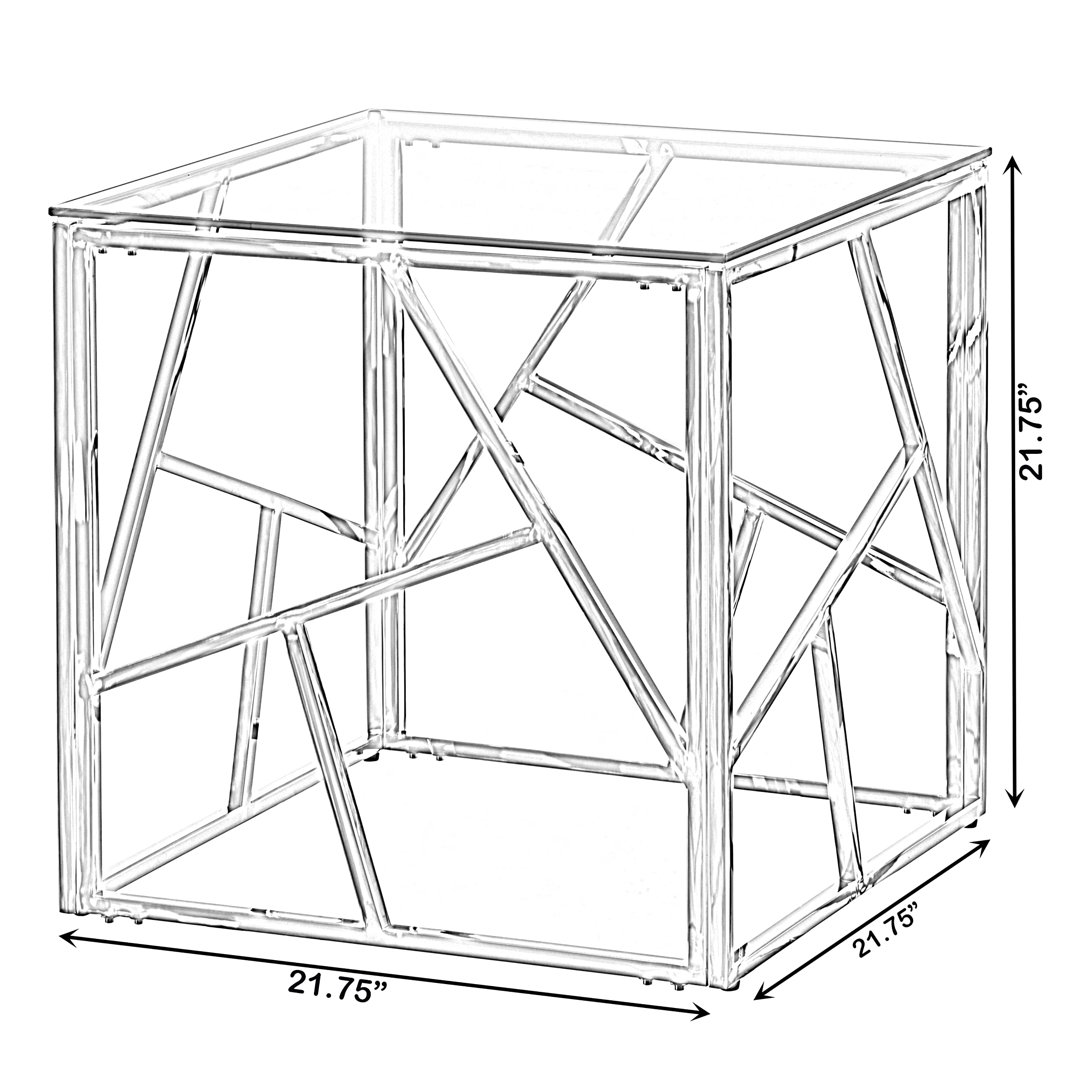 Modern Square End Side Table with Tempered Glass Top & Gold Metal Frame - Stylish Living Room Coffee Table for Home Decor, Office Lounge or Bedroom Accent