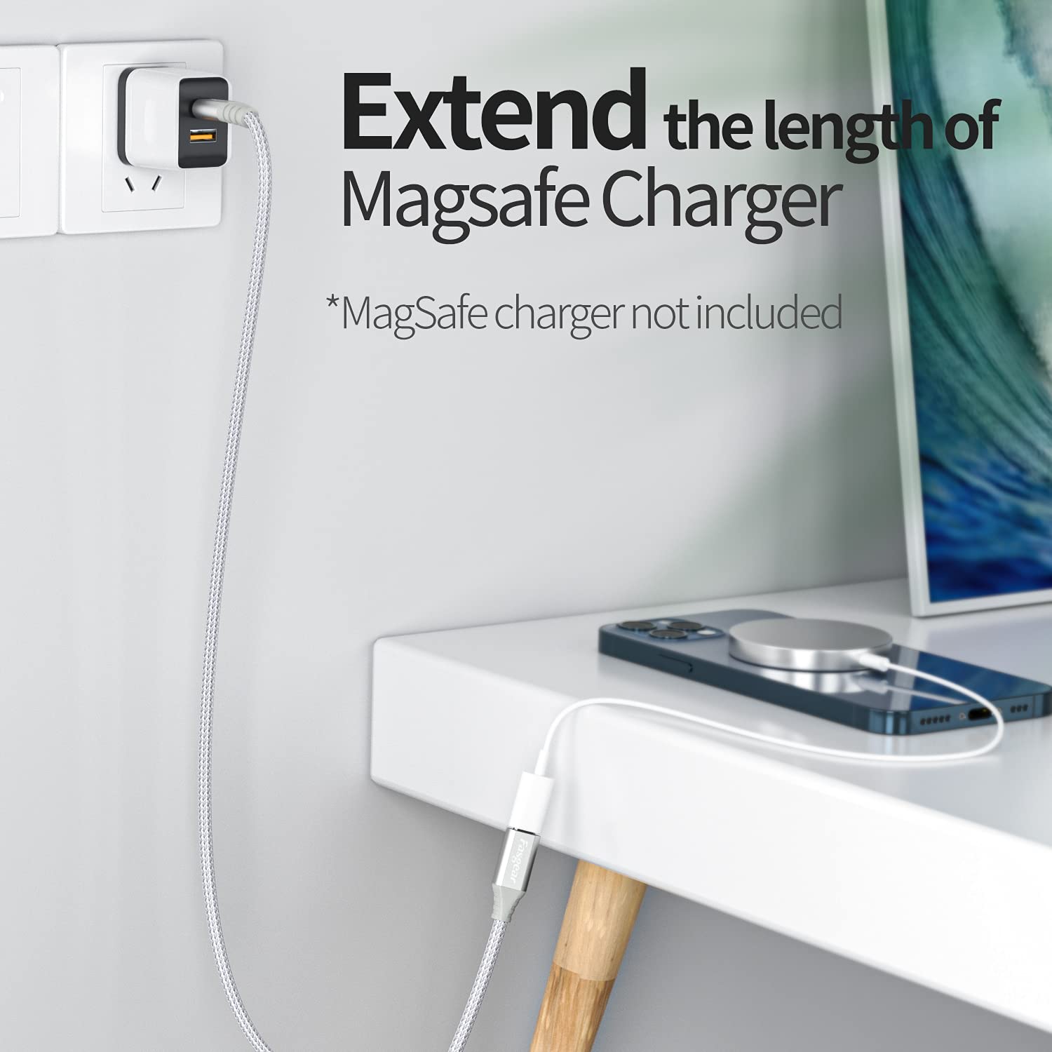 Fasgear 2-Pack 3ft USB C Extension Cable - USB 2.0 Female to Male Extender Charger Cord - Compatible with Magsafe Charger, iPad 2020, PS5 Controller, Nintendo Switch, Galaxy S24, Pixel 5 & More - Perfect for Gaming, Travel & Home Charging Stations