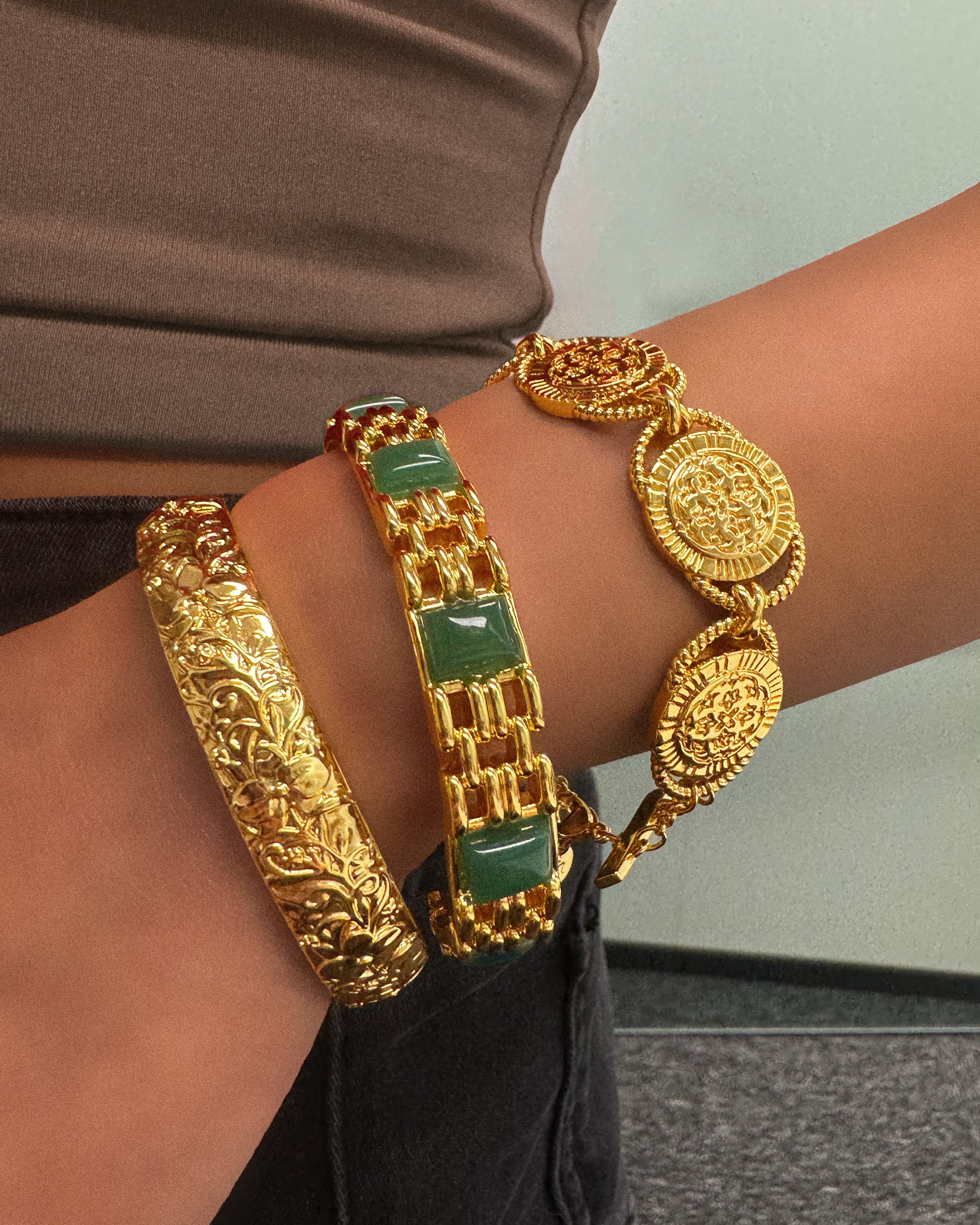 Esmeralda Bangle - Elegant Emerald Green Beaded Bracelet for Women | Perfect for Parties, Weddings & Everyday Wear