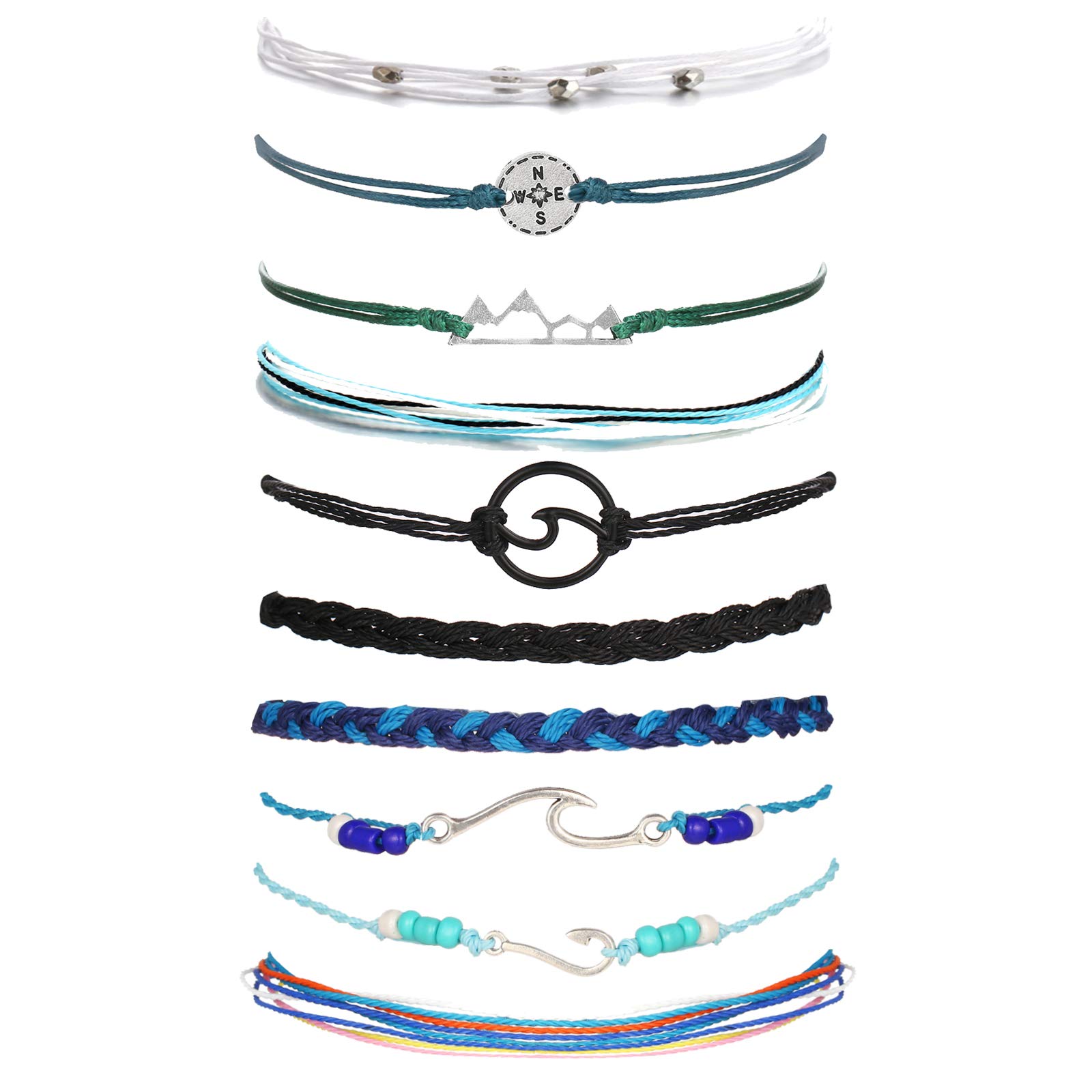 Trendy Adjustable Wave Surfer Friendship Bracelets for Women - Waterproof Summer Ankle & Wrist Bracelets - Boho Beach Outfit Accessories - Perfect Gifts for Best Friends, Stocking Stuffers & Beach Party Favors