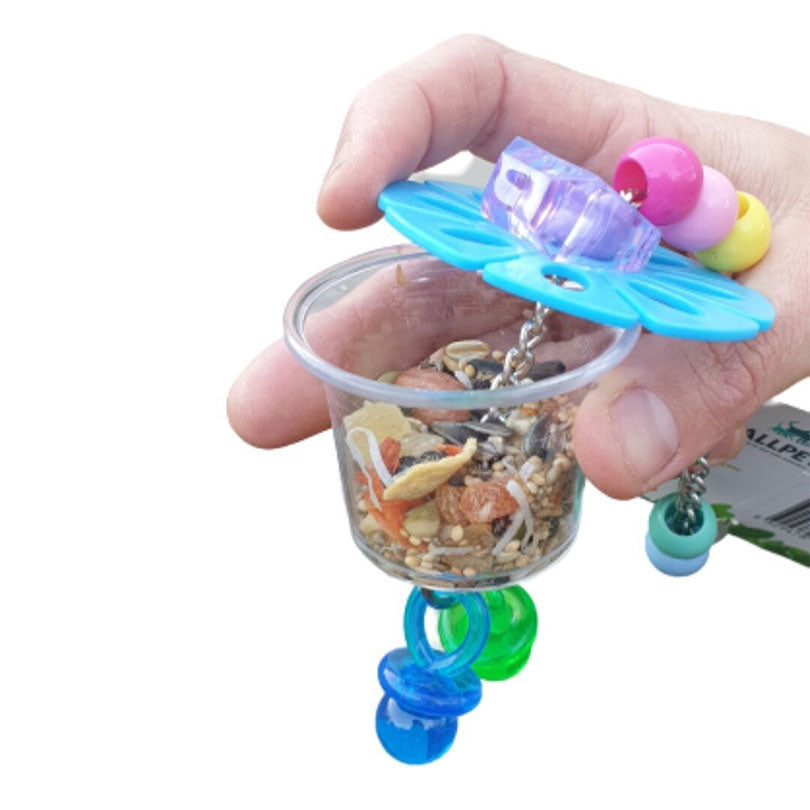 Beginner Foraging Cup - Stainless Steel Small Animal Treat Dispenser for Hamsters, Rabbits & Guinea Pigs - Interactive Enrichment Toy for Mental Stimulation & Slow Feeding (Great for Cages, Playtime & Training)