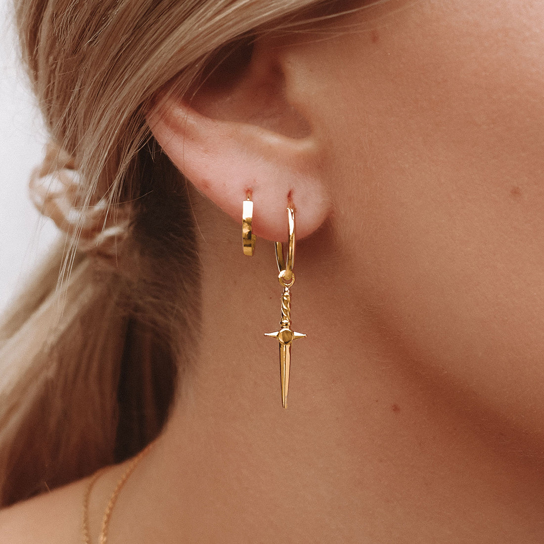 Cosmic Dagger Gold Sleepers - Hypoallergenic Stainless Steel Earrings for Women | Perfect for Everyday Wear, Parties & Gifts