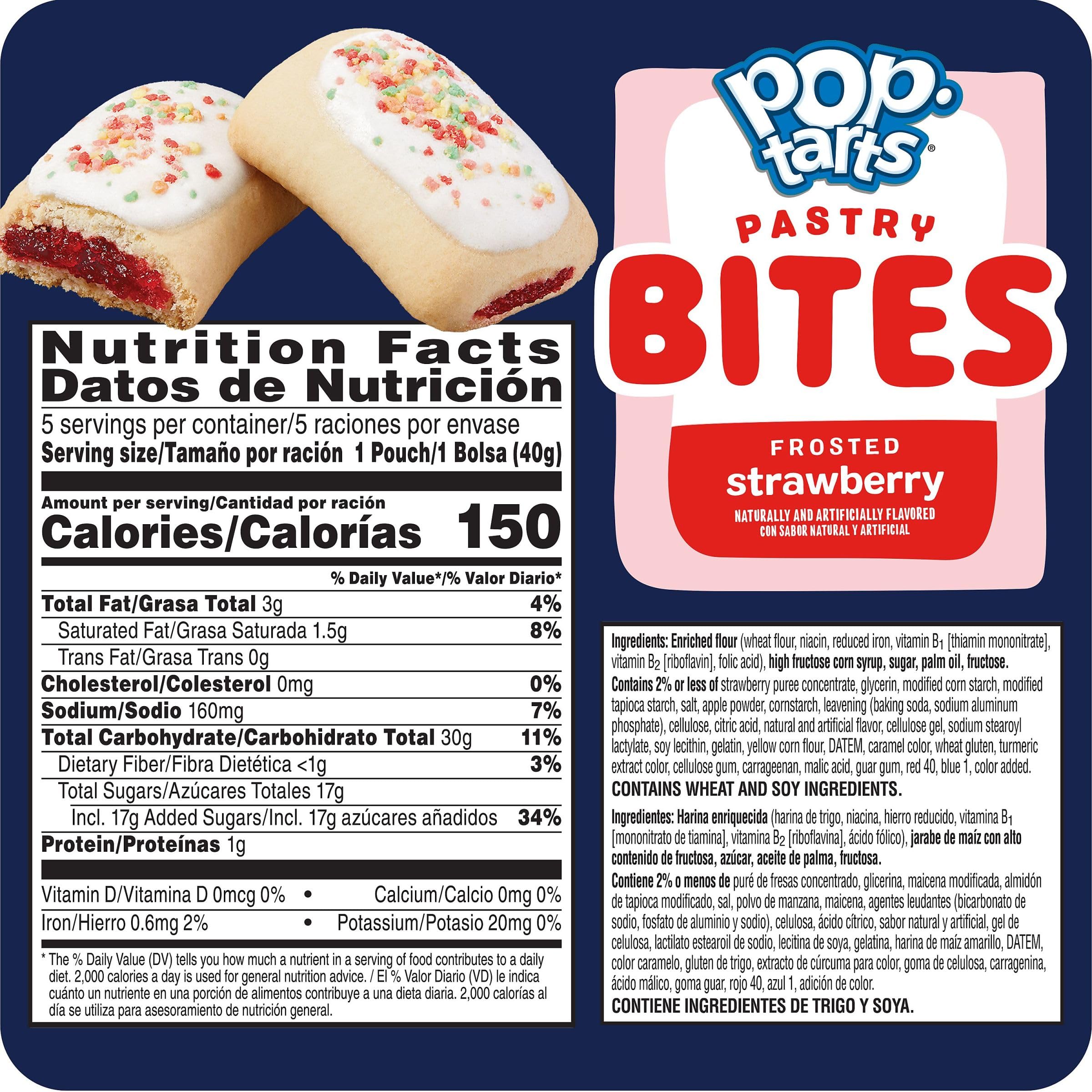 Pop-Tarts Frosted Strawberry Baked Pastry Bites - 7oz Box (5 Pouches) | Kids Snacks, School Lunch, Breakfast On-The-Go, After-School Treats & Office Snacks