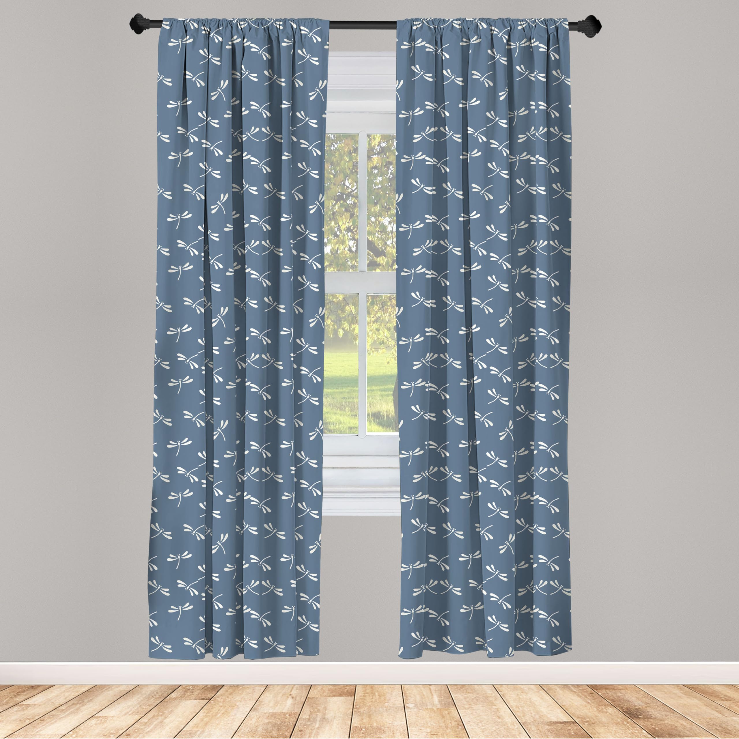 Ambesonne Dragonfly Curtains - Tropical Wildlife Japanese Style Window Panels (28
