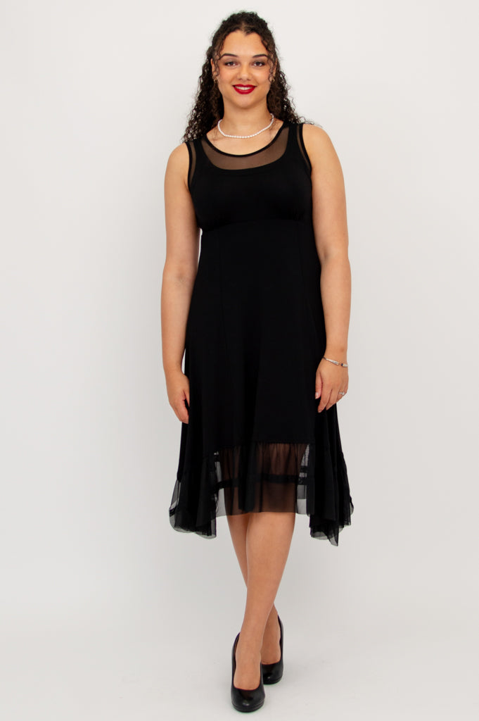 Danube Dress - Black Bamboo Fabric Women's Summer Dress for Casual Wear, Beach Outings, and Date Nights