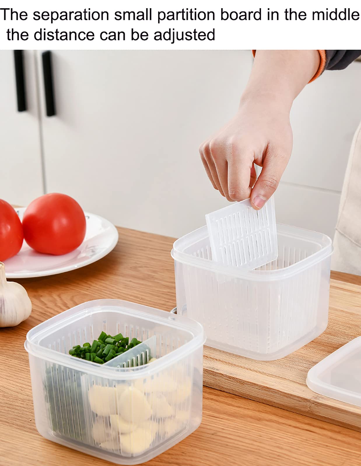 2 Pack BPA-Free Vegetable & Fruit Storage Containers with Leak-Proof Lids - Fresh Produce Saver for Berries, Grapes & Salad - Perfect for Fridge Organization & Meal Prep