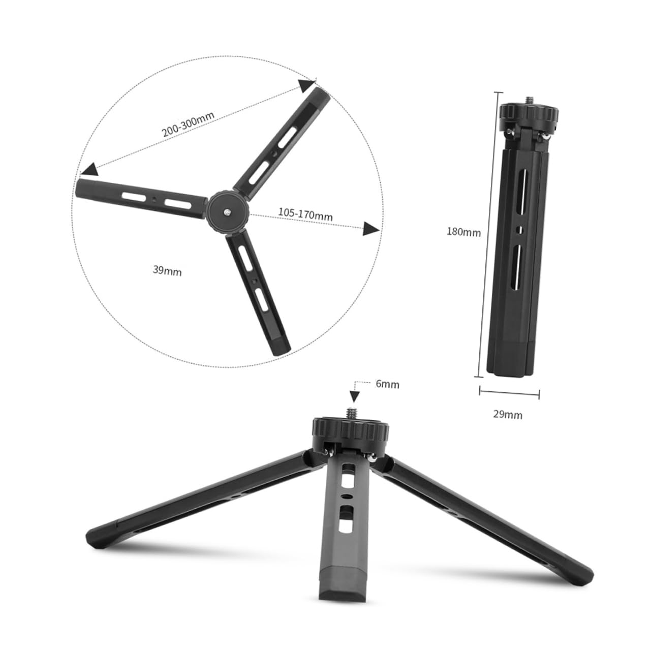 Gadpiparty Mini Tripod Stand - 4-Level Adjustable Aluminum Lightweight Tabletop Tripod for Camera & Phone, 1/4 Inch Screw Compatible with Mirrorless Cameras & Smartphones - Perfect for Selfies, Vlogging & Photography