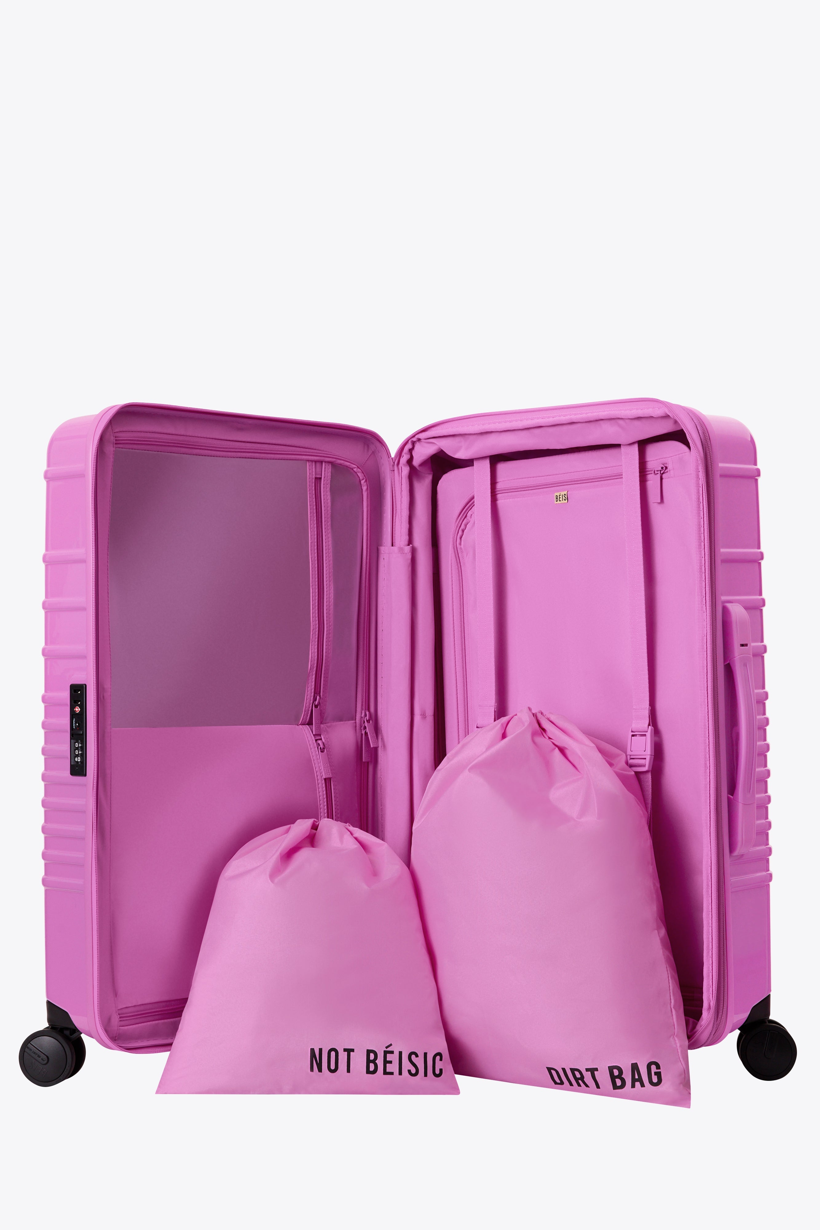The Medium Check In Roller Luggage in Glossy Berry - Perfect for Business Travel & Weekend Getaways | Lightweight Spinner Suitcase with 360° Wheels