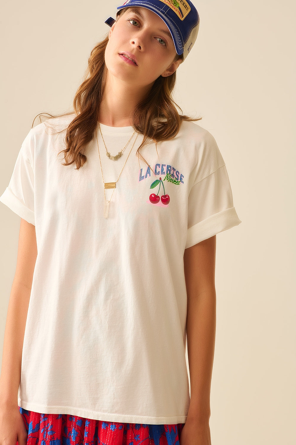 Italian Made Premium White T-Shirt with La Cerise Market Saint Tropez Graphic Design - Perfect for Casual Wear, Beach Outings & Summer Fashion