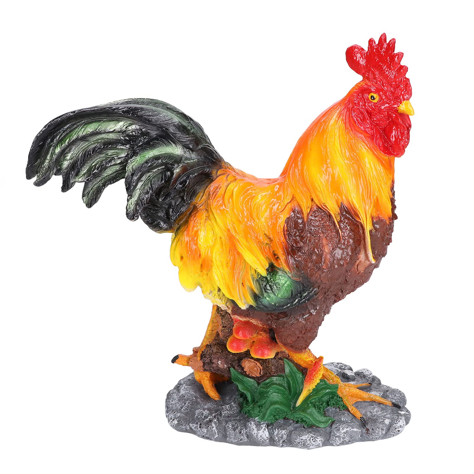 Realistic Rooster Statue Decor - Waterproof & Durable Red Brown Garden Rooster Ornament for Outdoor Patio, Yard, Lawn Decoration | Perfect for Farmhouse, Countryside, and Rustic Home Decor