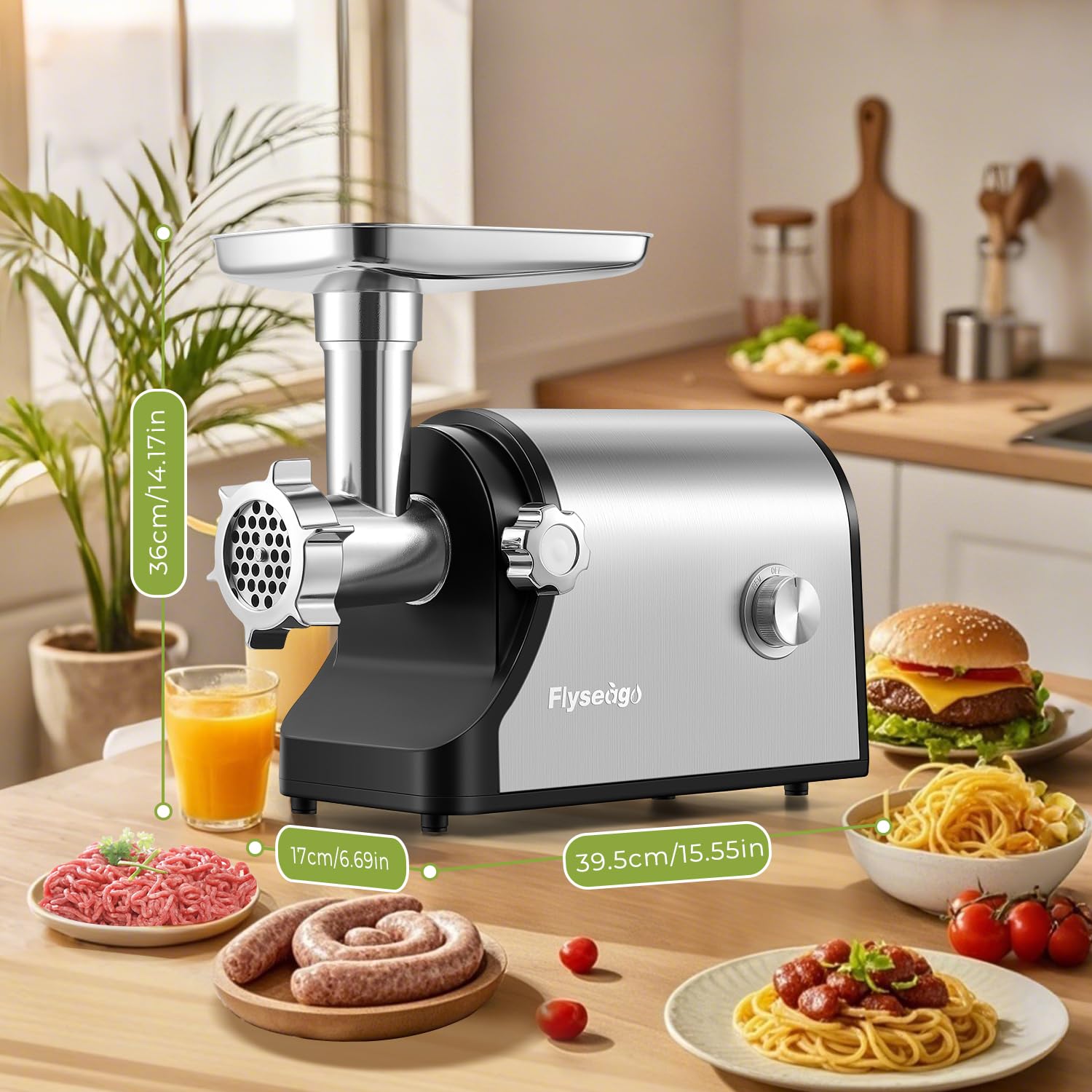 3200W Heavy Duty Electric Meat Grinder - Commercial Grade with Sausage Stuffer & Kubbe Kit - Includes 2 Blades, 3 Grinding Plates & 3 Sausage Tubes - Durable Metal Gearbox for Home Kitchen, Restaurant & Butcher Shop Use