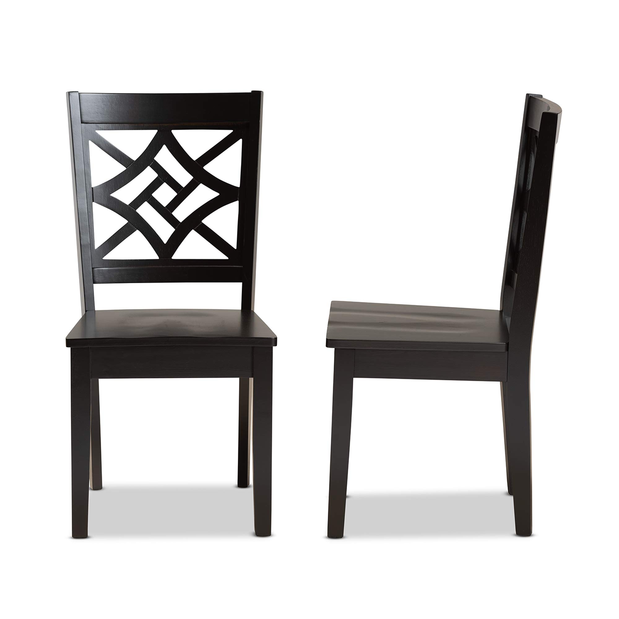 Baxton Studio Nicolette 2-Piece Dark Brown Wood Dining Chair Set - Perfect for Kitchen, Dining Room & Breakfast Nook