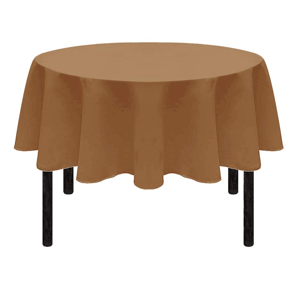 Premium Washable Polyester Round Tablecloth - 54 Inch Cocoa Color for Buffet Tables, Parties, Holiday Dinners & Weddings | Durable & Stylish Table Cover for Indoor/Outdoor Events