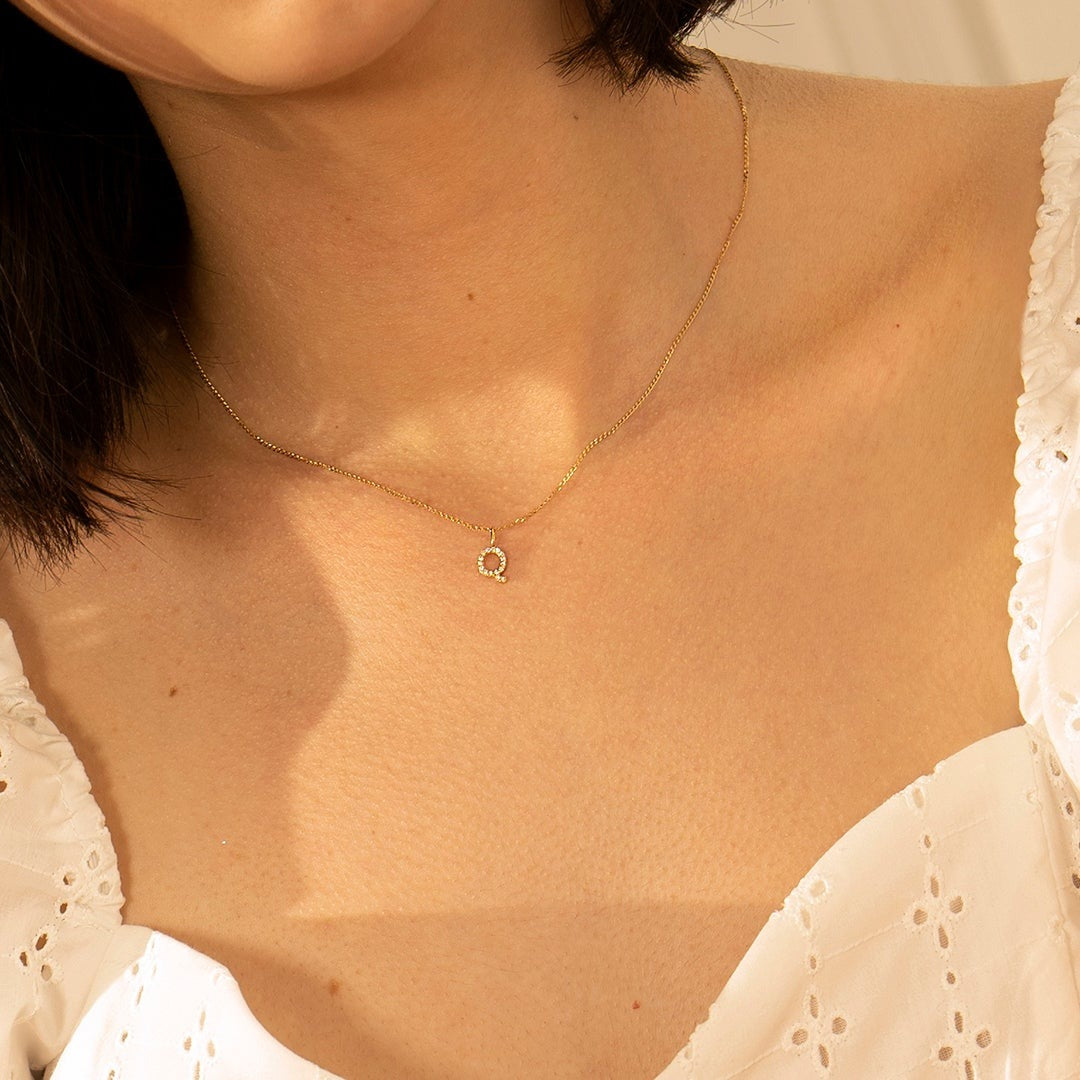 14K Yellow Gold Diamond Initial Charm Pendant - Personalized Name Necklace for Women, Perfect Gift for Birthday, Anniversary & Valentine's Day