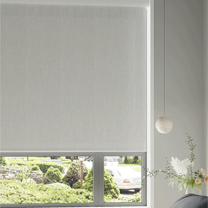 Blackout Roller Shades with Cassette - Alyssa Cotton Linen Window Blinds for Bedroom & Living Room - Light Blocking, Privacy, and UV Protection