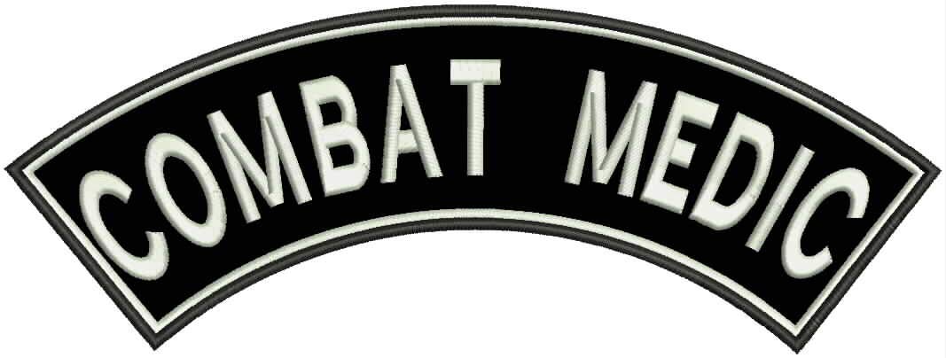 Combat Medic White on Black Top Rocker Patch for Biker Vest & Jacket - Military Style Embroidered Badge for Motorcycle Club, Leather Vest, Denim Jacket - Perfect for Biker Gangs, Veterans & Military Enthusiasts
