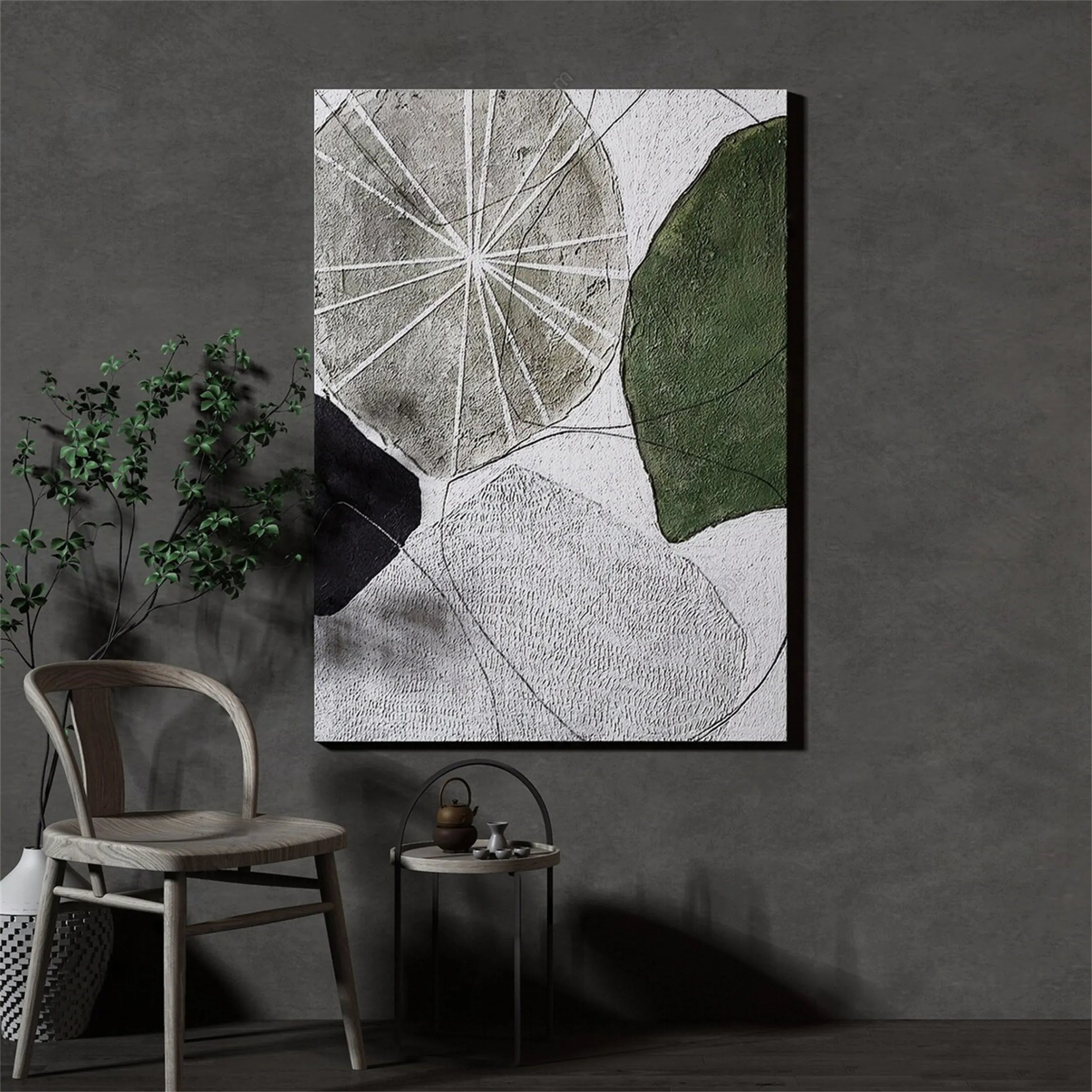 Blue & Green Abstract Wall Art Print #BG058 - Modern Canvas Painting for Living Room, Bedroom & Office Decor