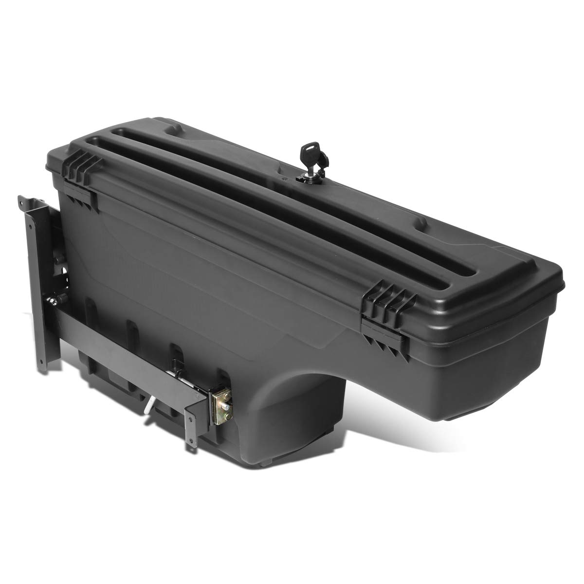 DNA Motoring ZTL-Y-0124 Right Side Truck Bed Wheel Well Tool Box Storage Case - Heavy Duty Black Toolbox for Pickup Trucks | Perfect for Organizing Tools, Equipment & Off-Road Gear