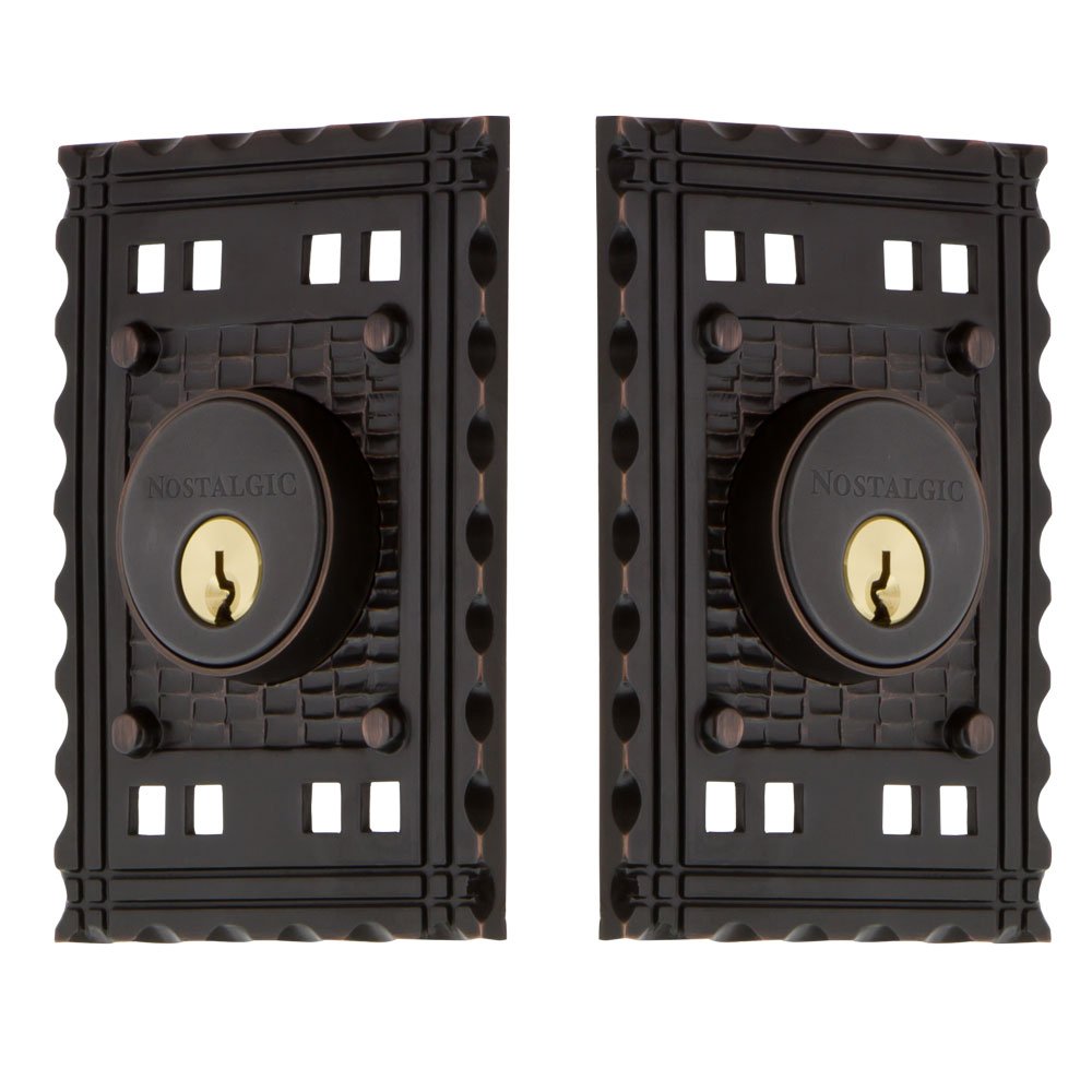 **Vintage Style Craftsman Double Cylinder Deadbolt & Door Knob Set - Timeless Bronze Finish for Home Security & Classic Decor | Perfect for Front Doors, Cabinets & Interior Design**