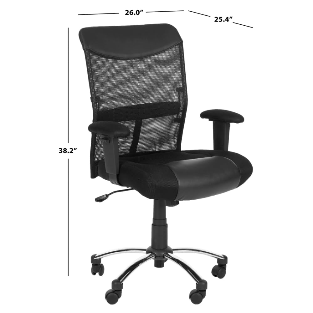 Safavieh Bernard Black Home Office Desk Chair - Ergonomic Executive Chair for Work, Study, and Gaming