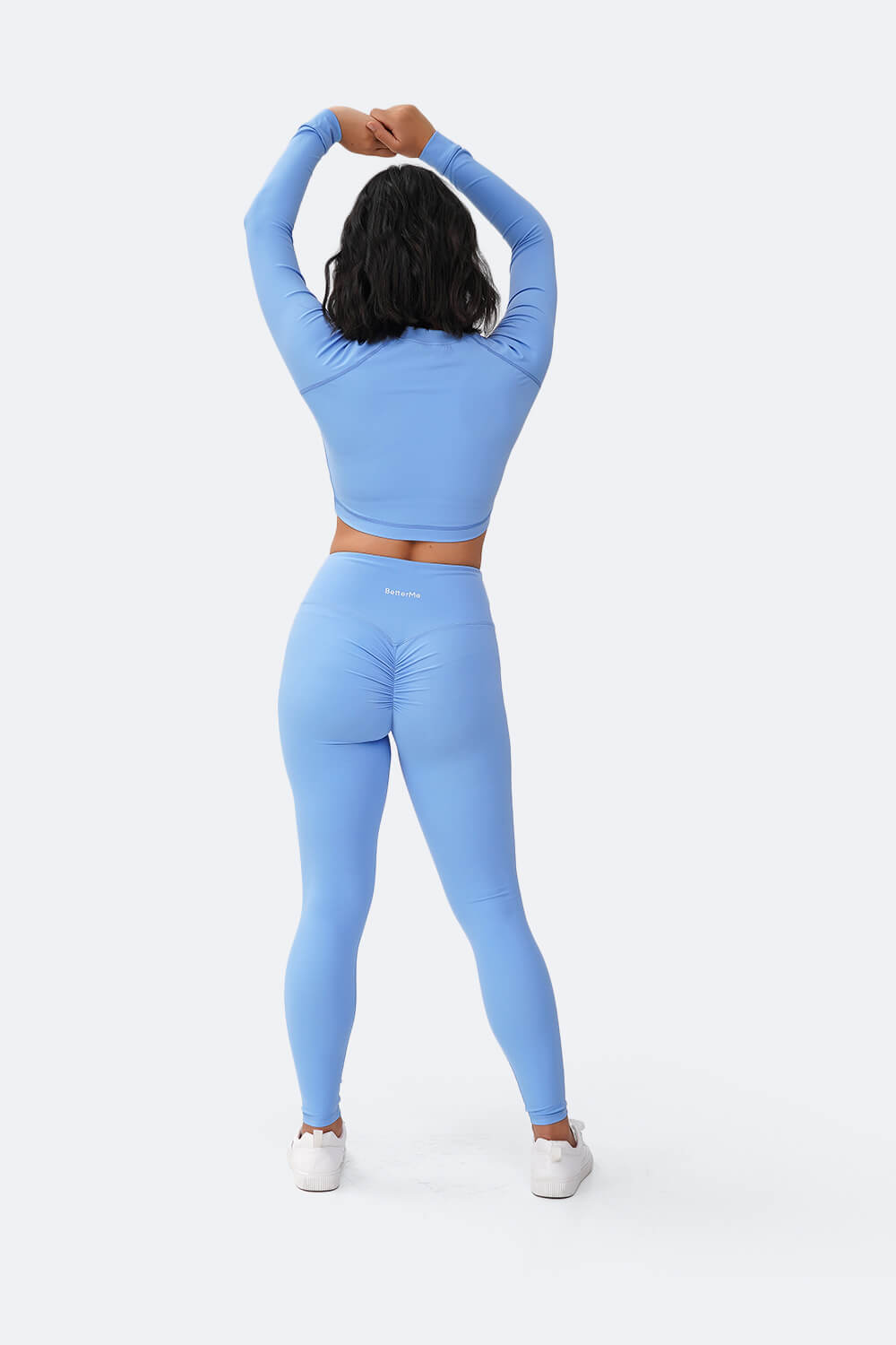 Bubble Blue Cropped Long Sleeve Shirt for Women | Trendy Casual Top for Spring & Summer | Perfect for Outfits, Dates & Street Style Fashion