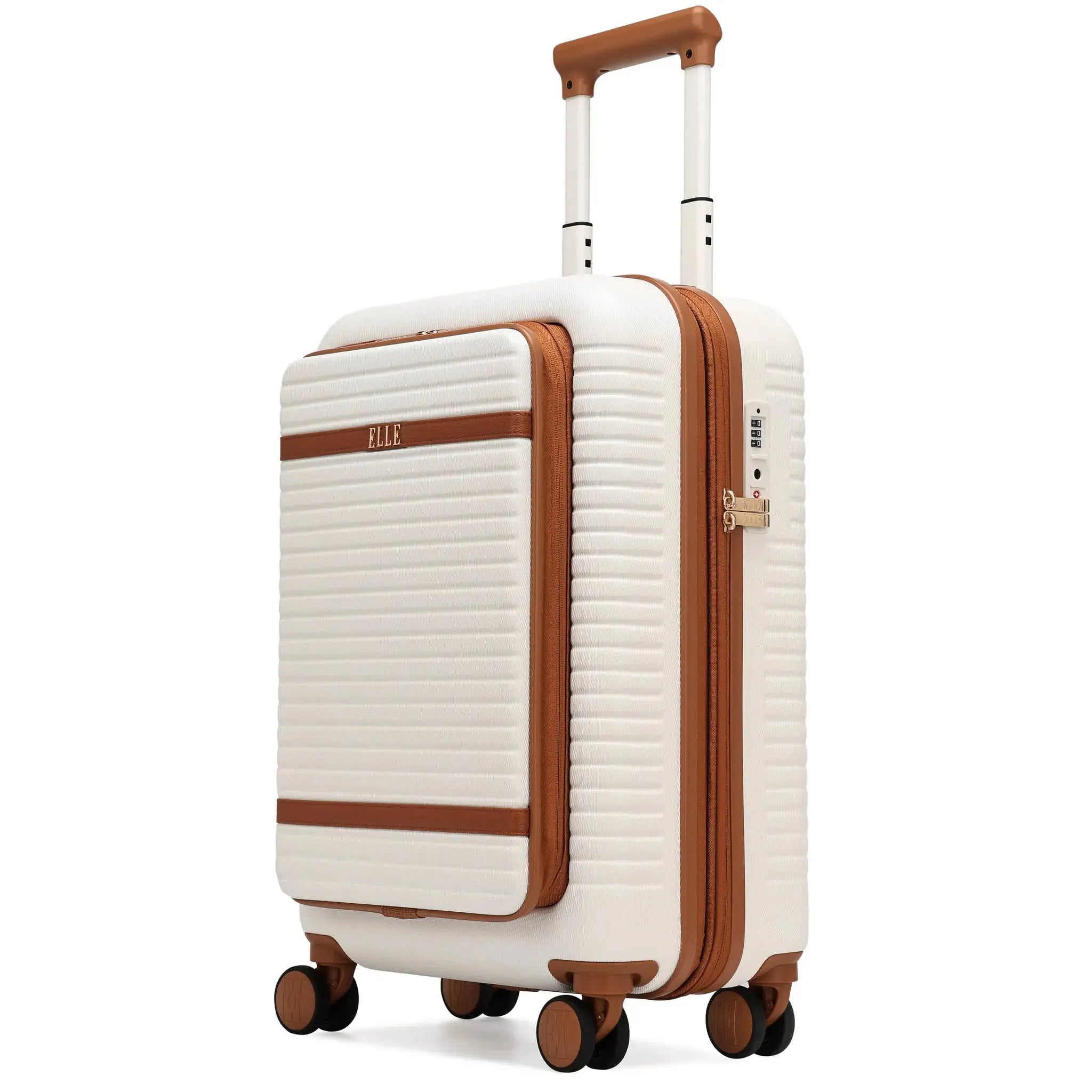 Expandable Carry-On Suitcase with Front Laptop Pocket - Lightweight Luggage for Travel & Business Trips - Perfect for Airplane, Train & Weekend Getaways