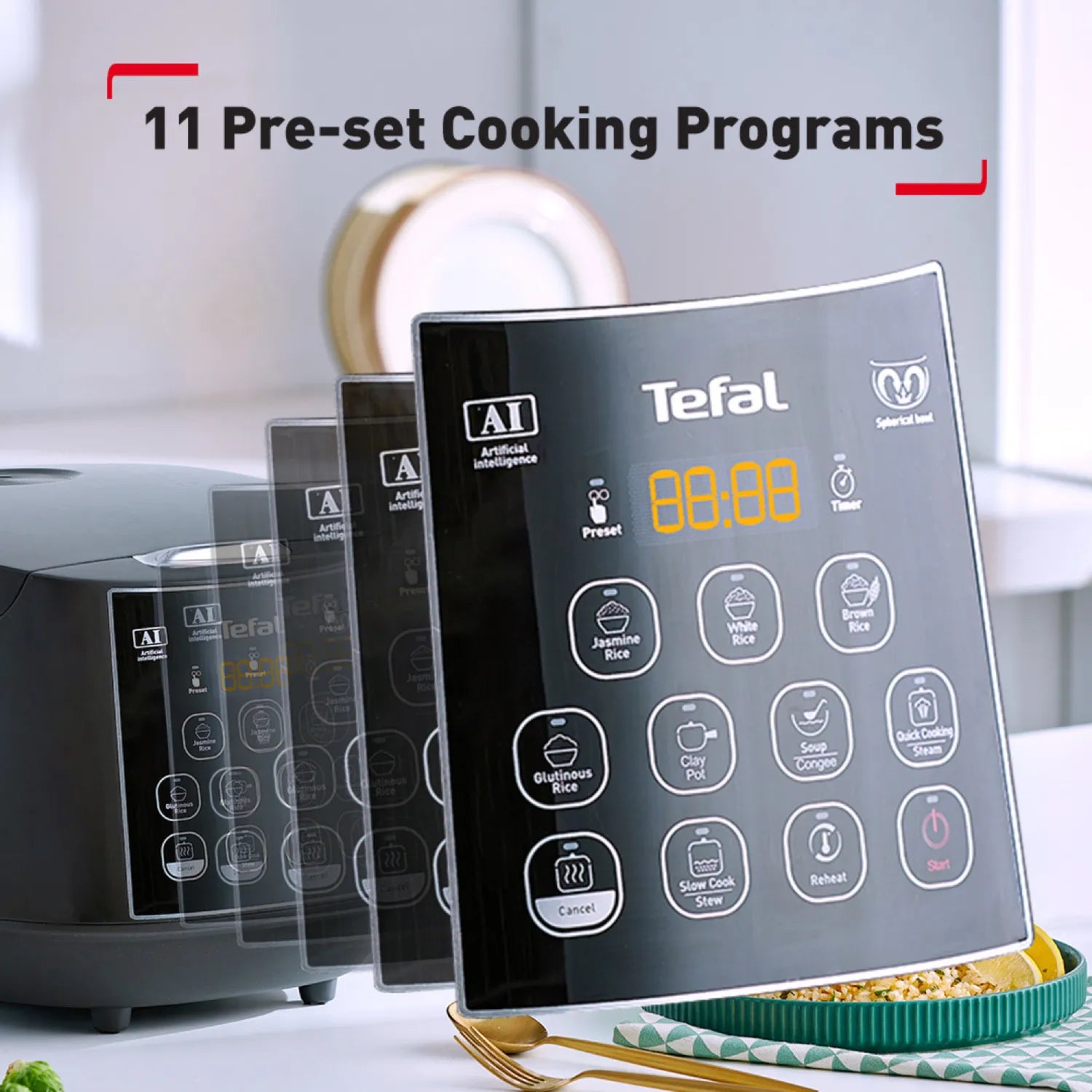 Tefal RK736 Easy Rice & Slow Cooker Plus - 6-in-1 Multi-Cooker for Perfect Rice, Stews & Slow Cooking | Ideal for Family Meals & Meal Prep